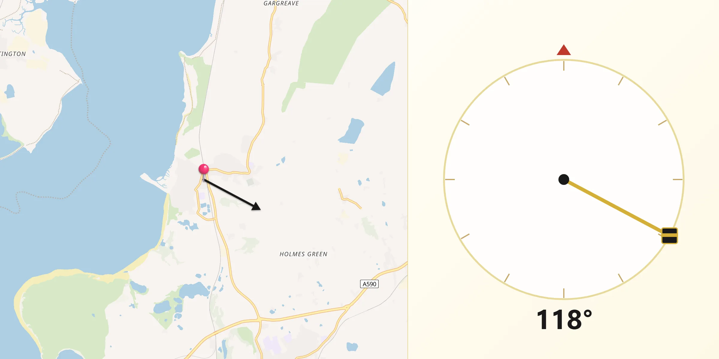 Qibla Direction from Askam in Furness