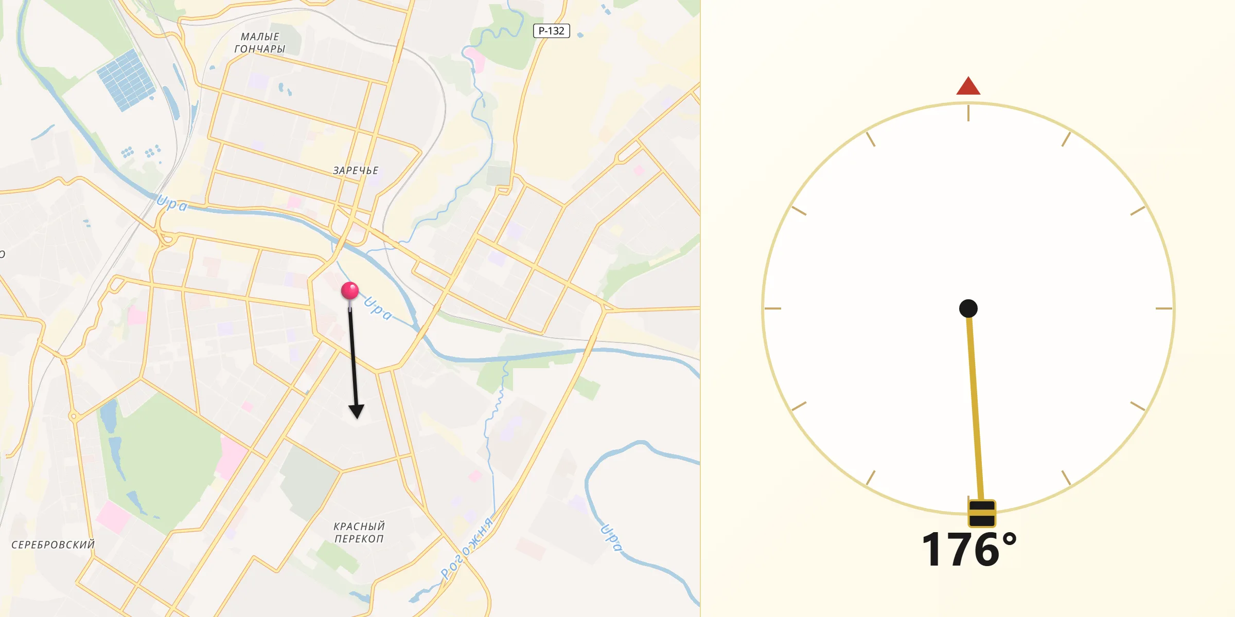 Direction vers la Qibla depuis Toula