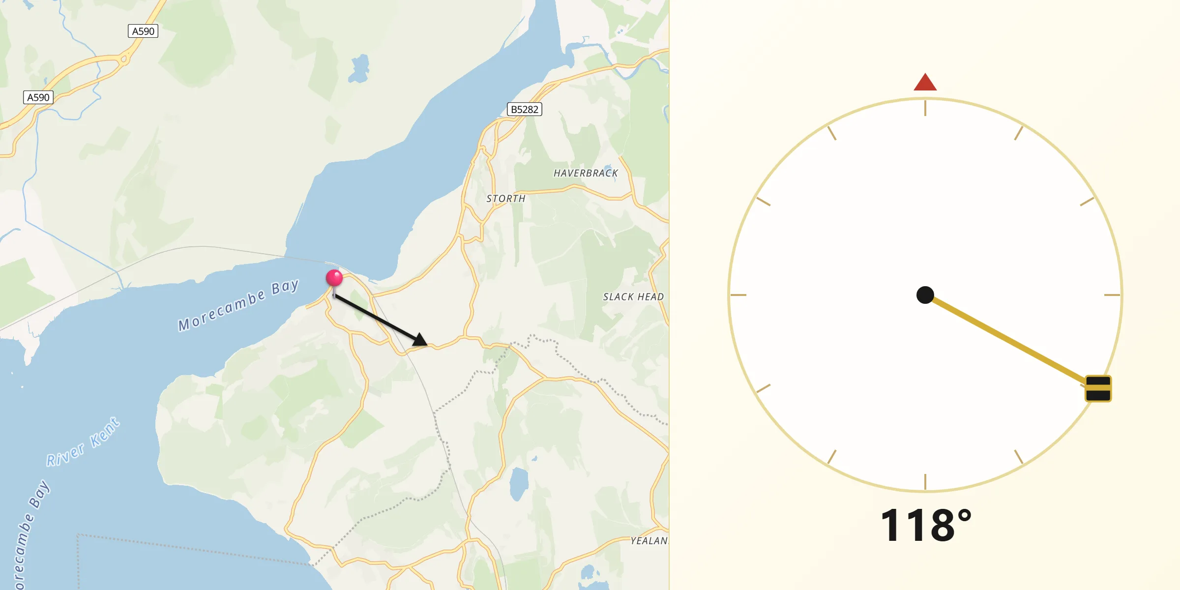 Qibla Direction from Arnside