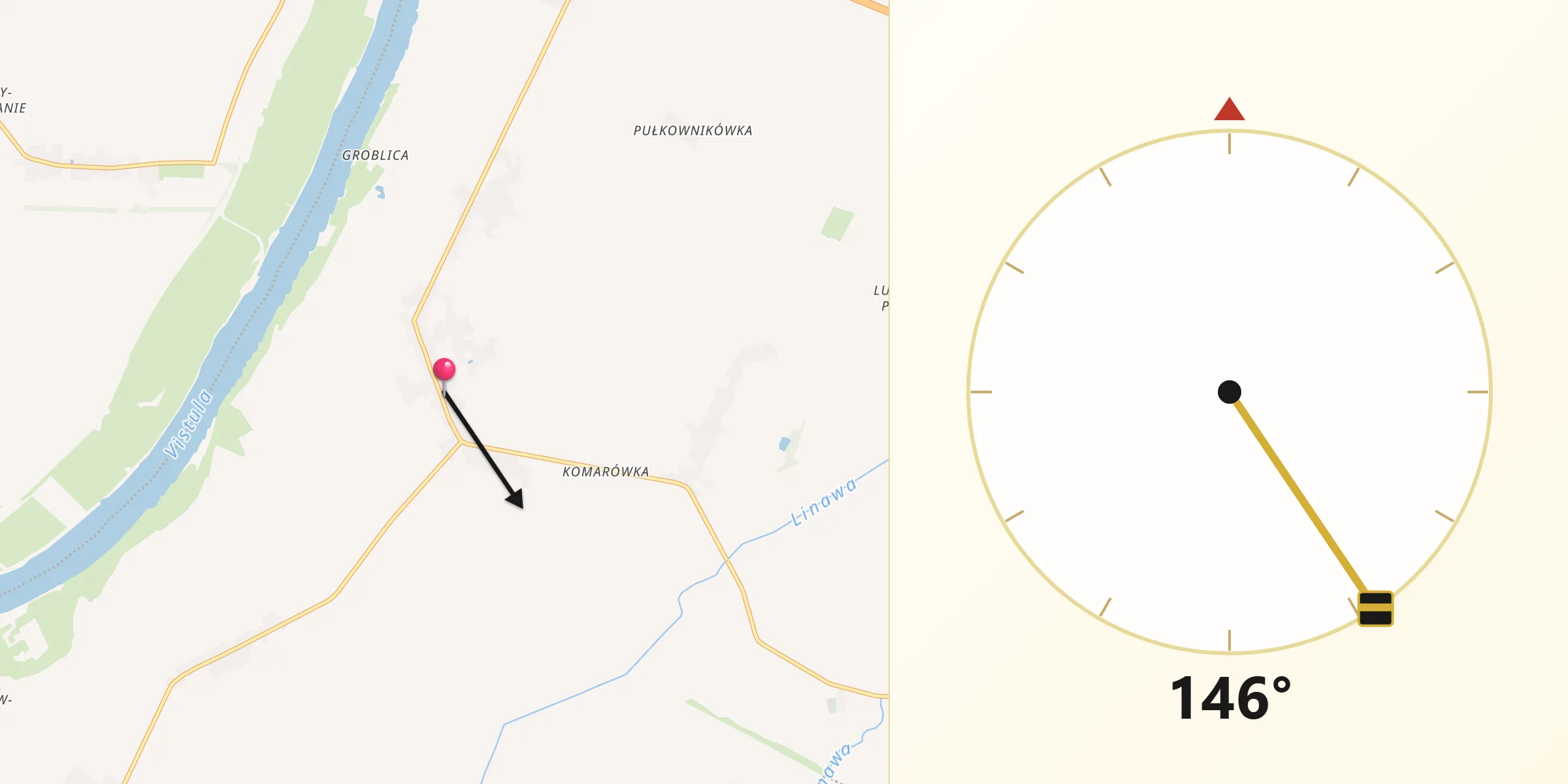 Kierunek Qibla z Ostaszewo