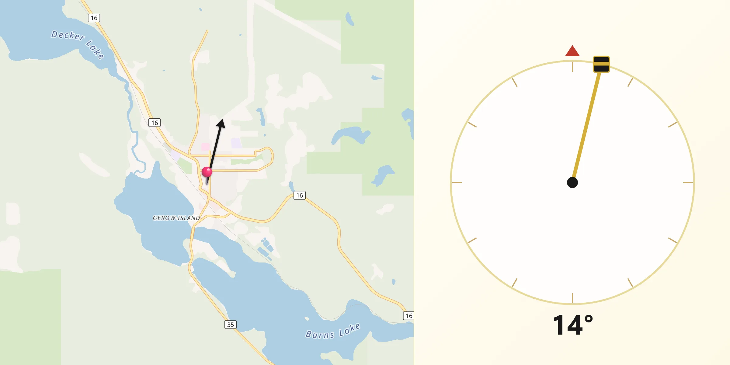 Qibla Direction from Burns Lake