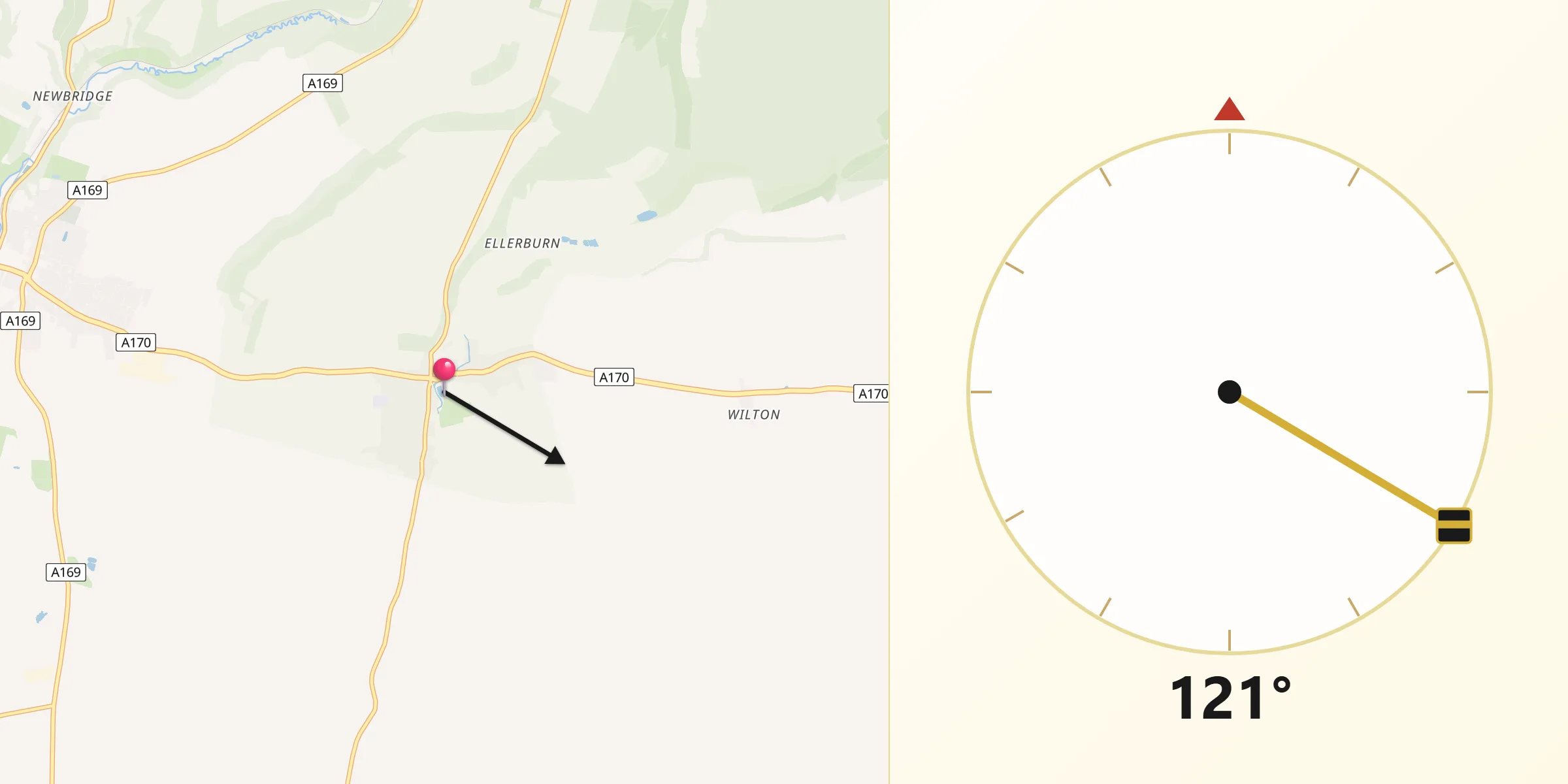 Qibla Direction from Thornton Dale