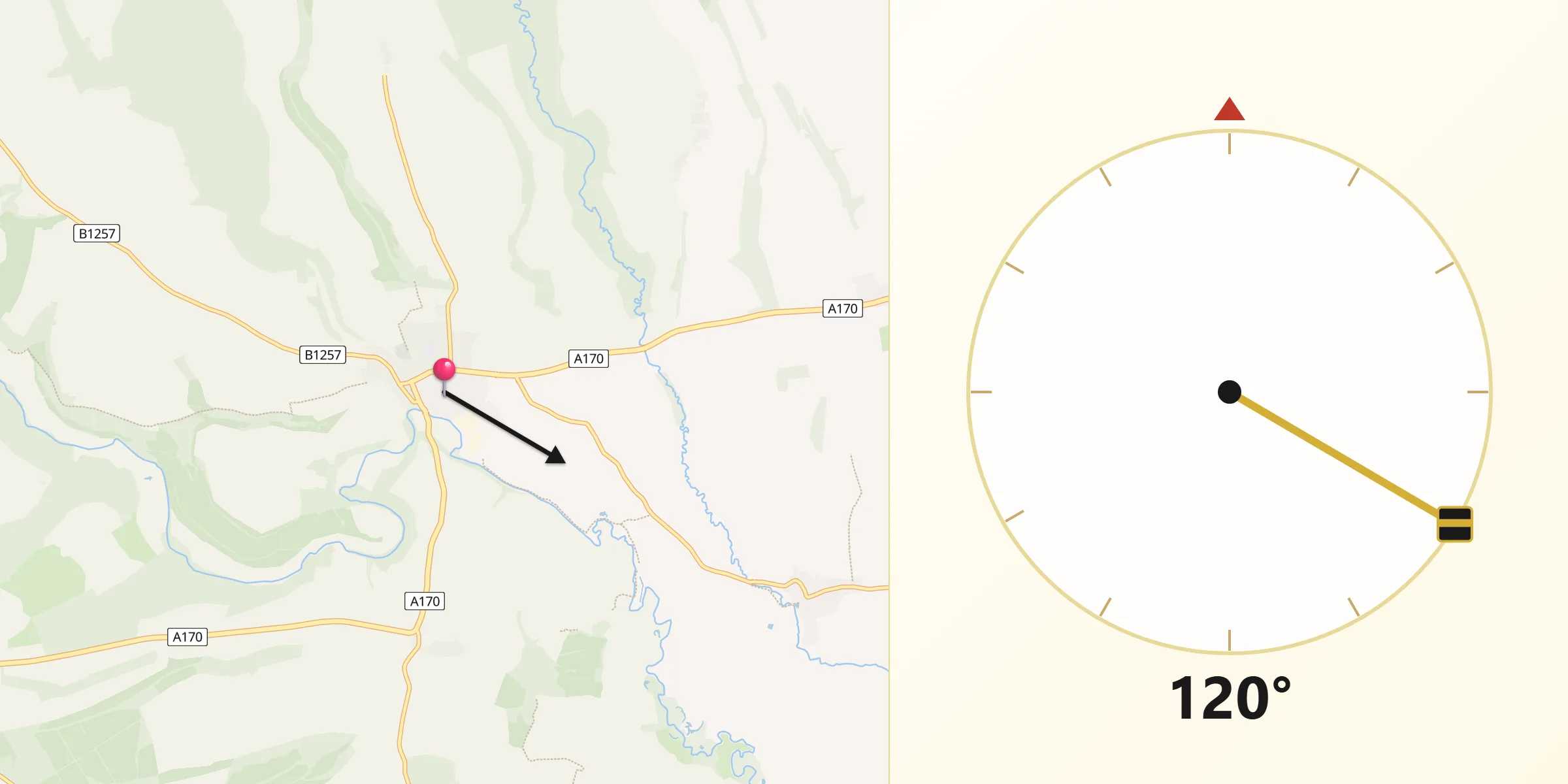 Qibla Direction from Helmsley