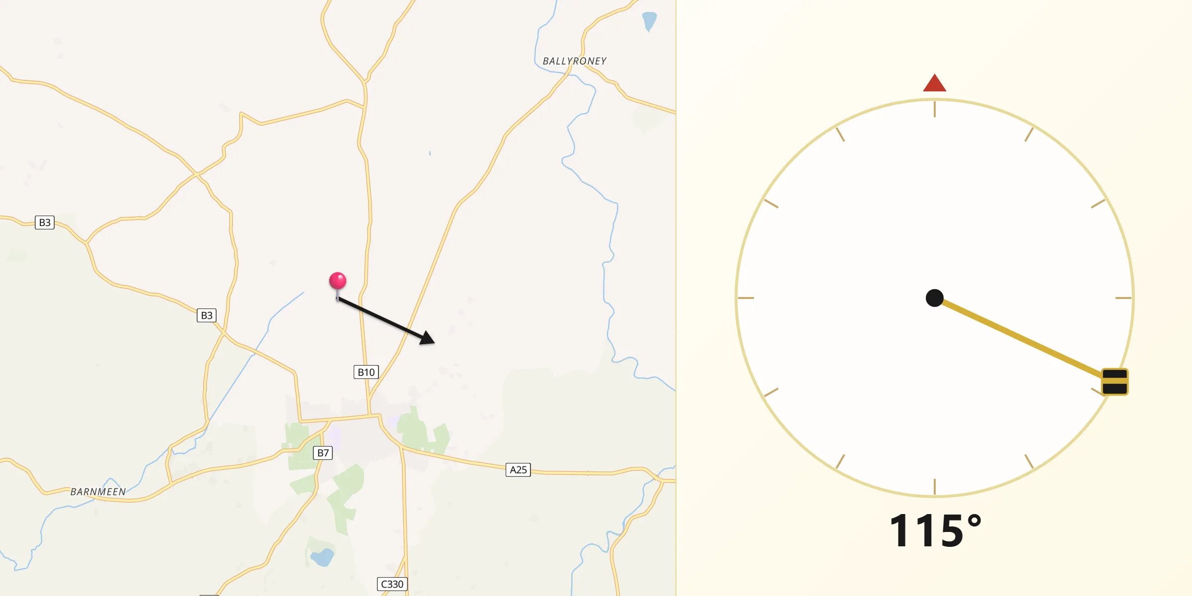 Qibla Direction from Rathfriland