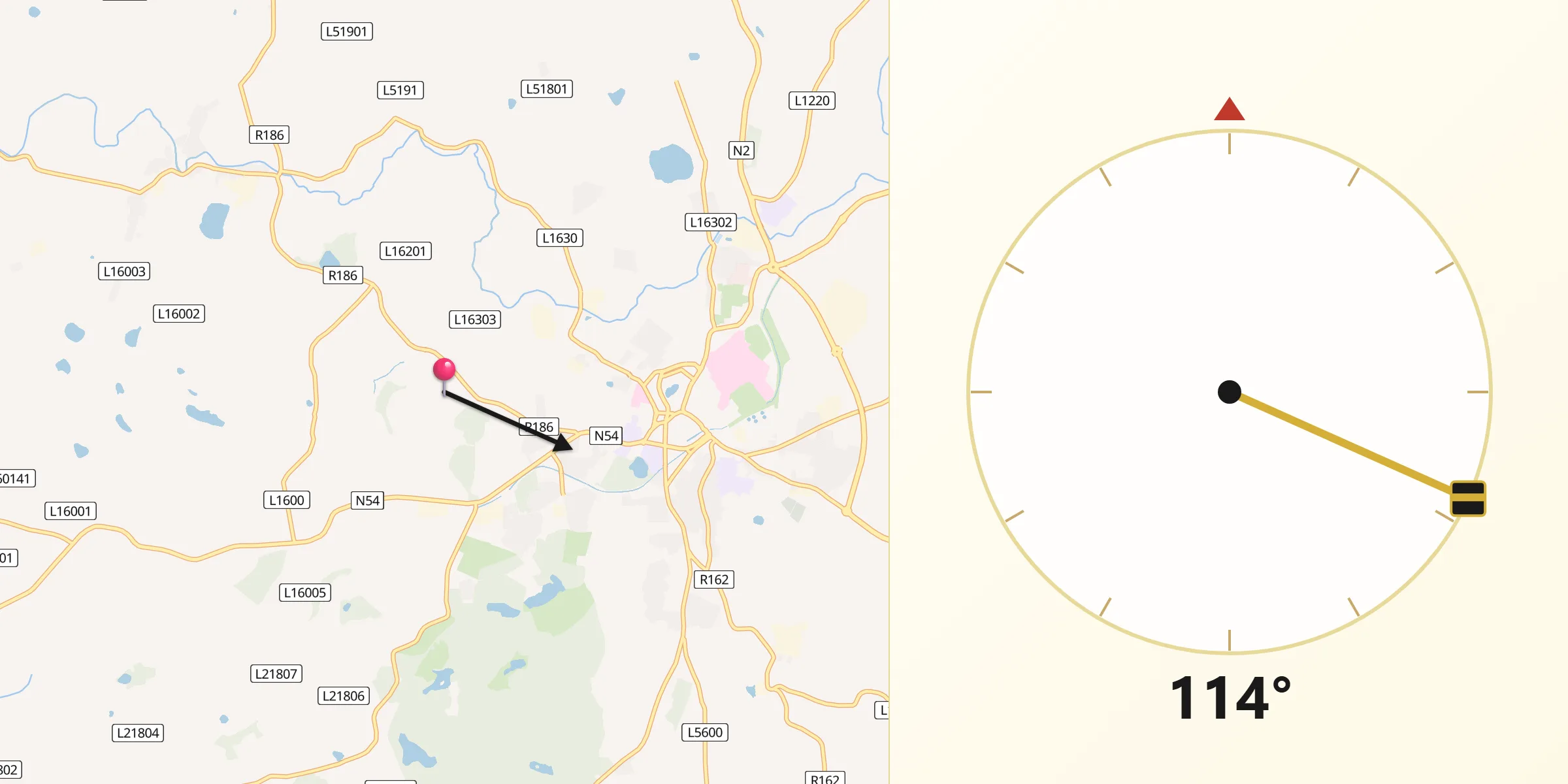 Qibla Direction from County Monaghan