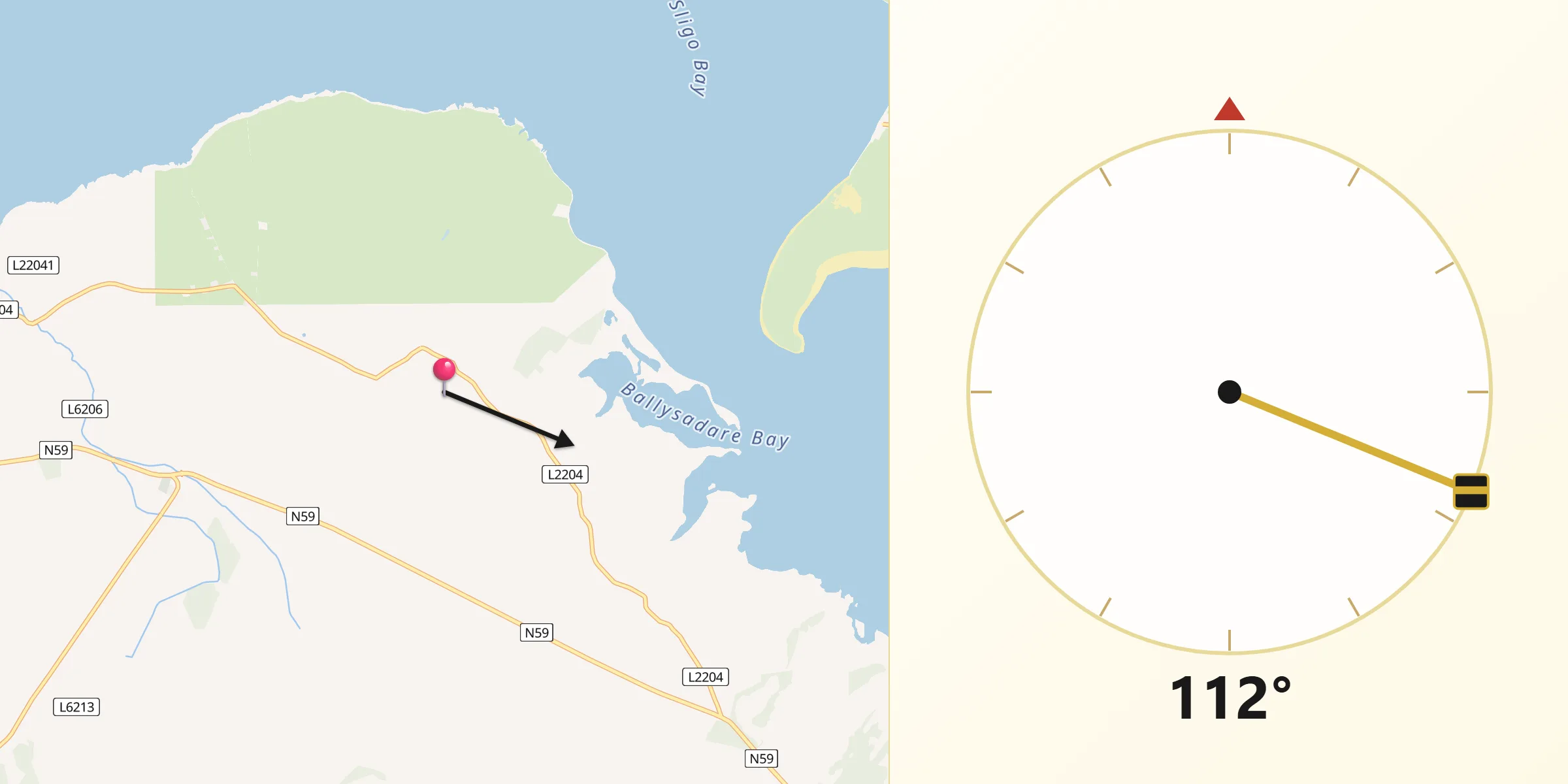 Qibla Direction from Sligo