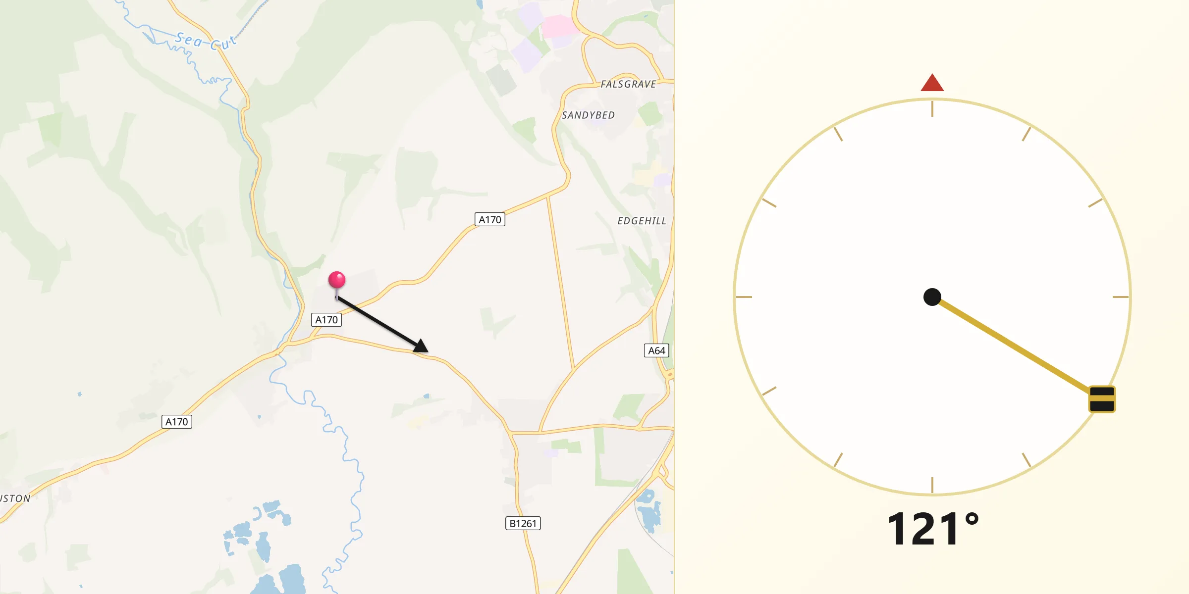 Qibla Direction from East Ayton