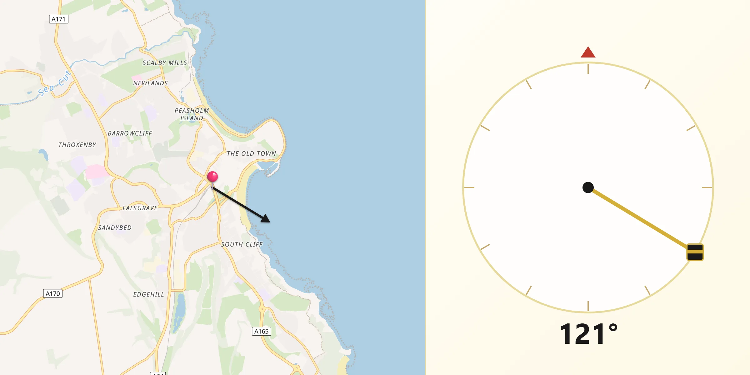 Qibla Direction from Scarborough