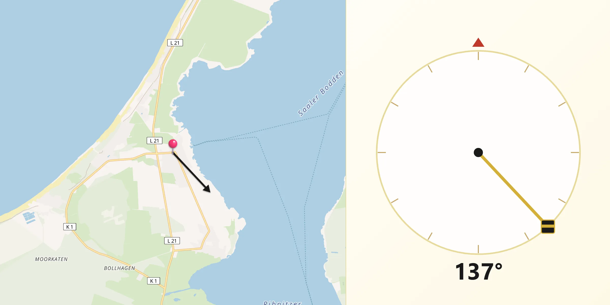 Qibla-Richtung von Ostseebad Dierhagen
