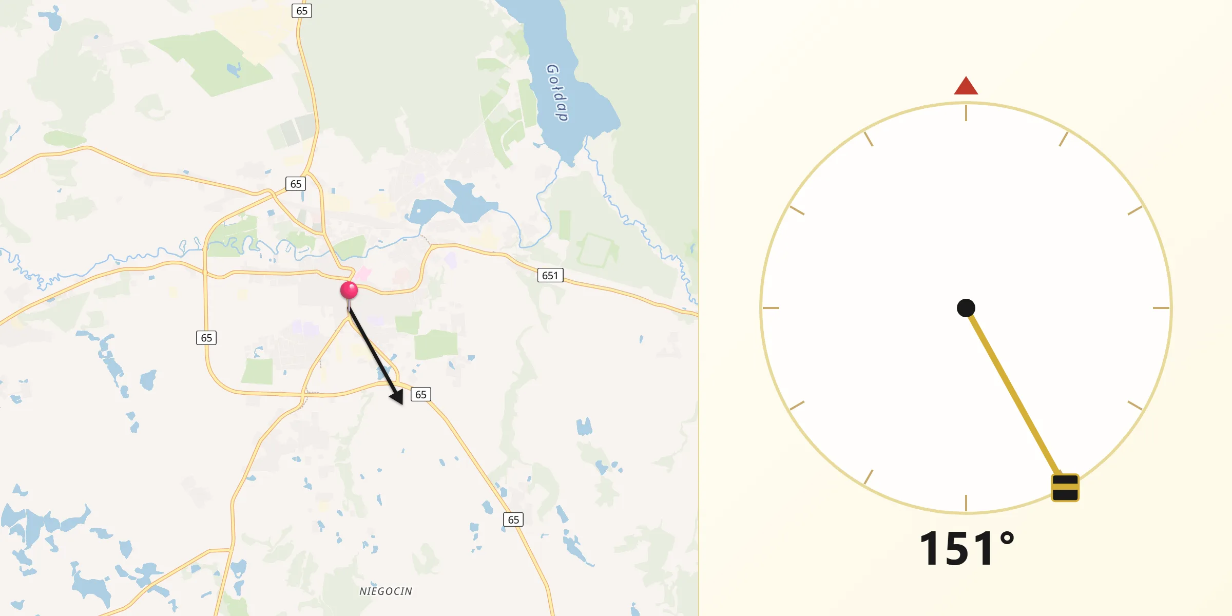 Kierunek Qibla z Gołdap