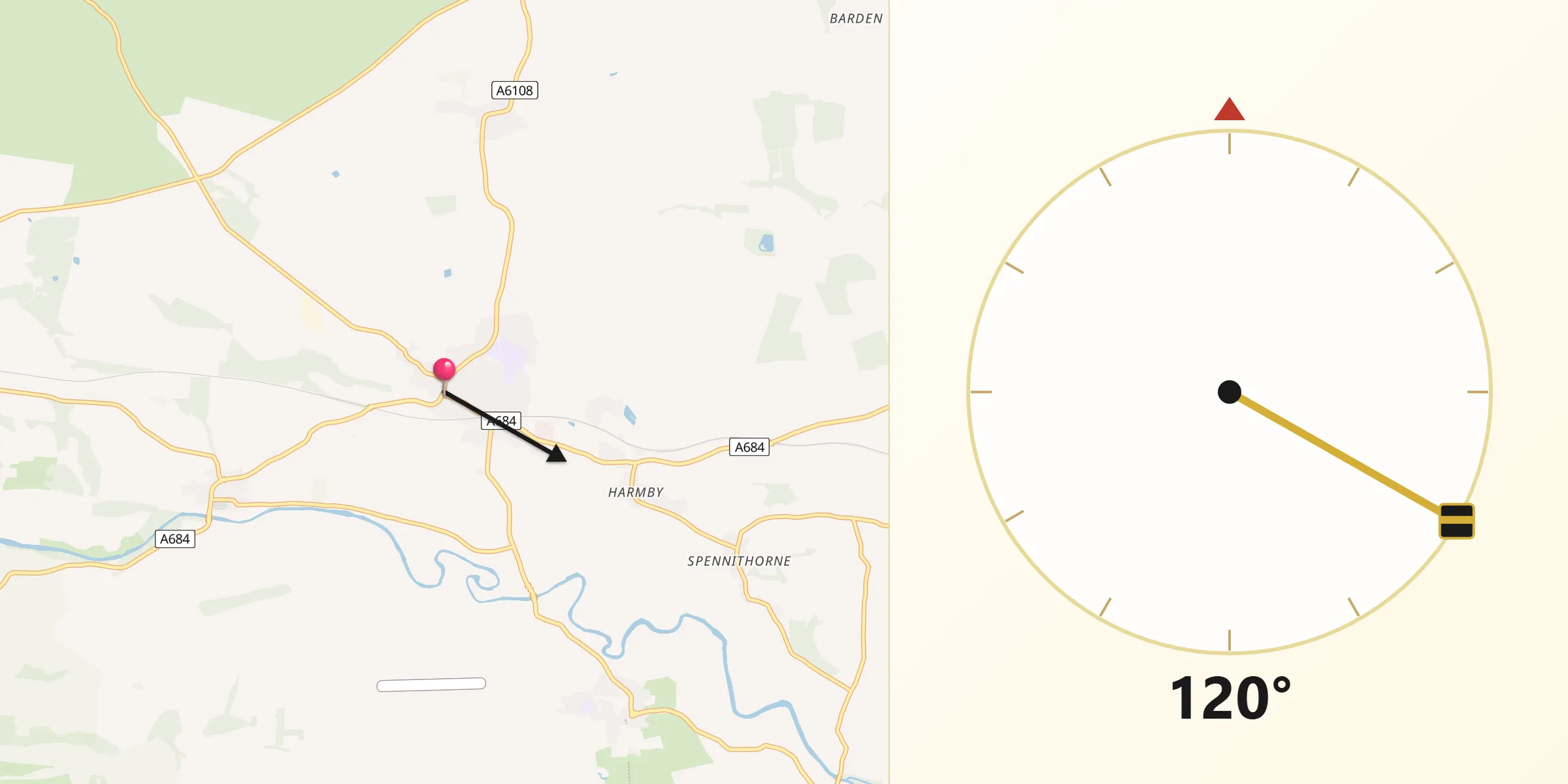Qibla Direction from Leyburn