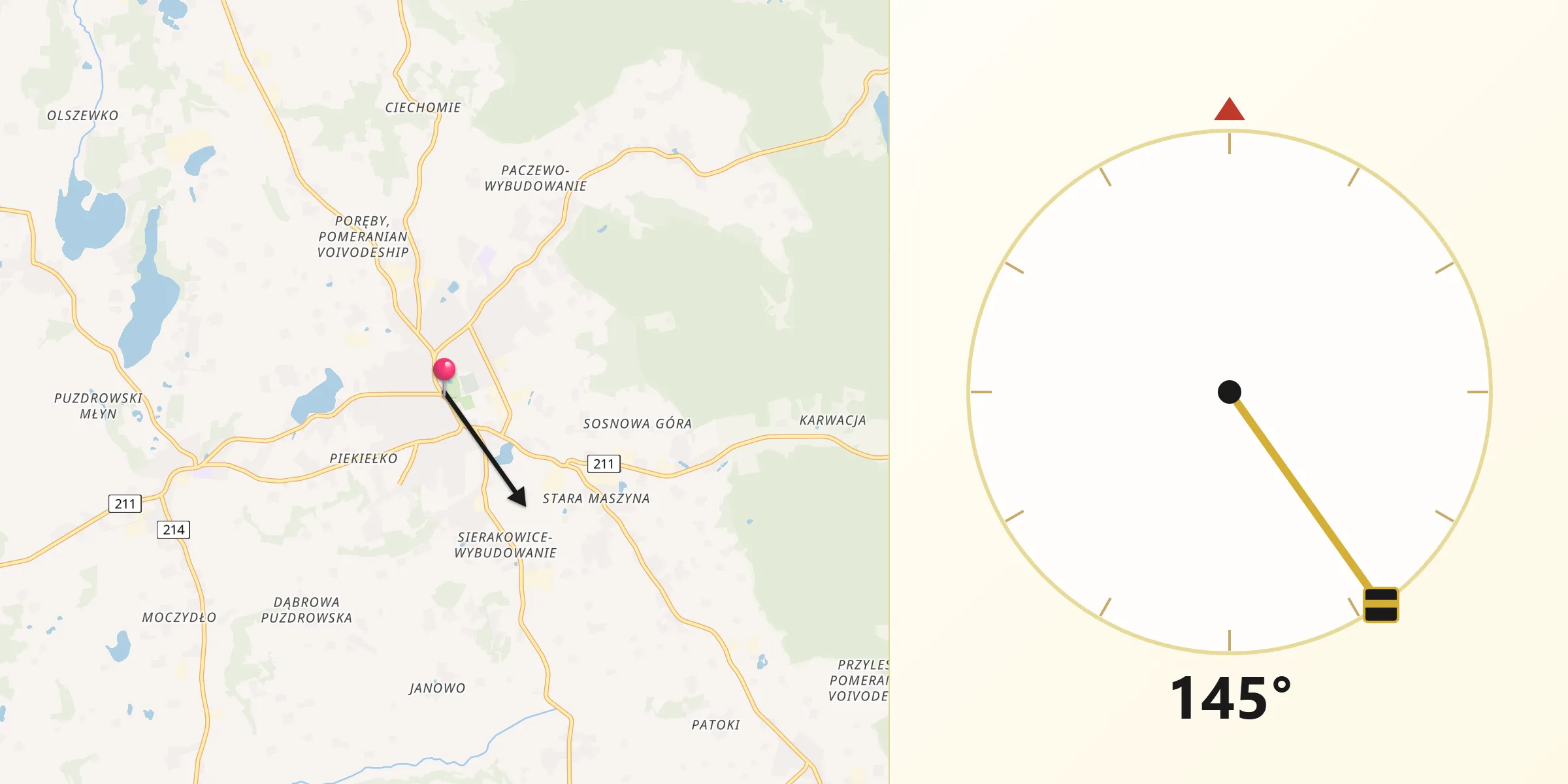 Kierunek Qibla z Sierakowice