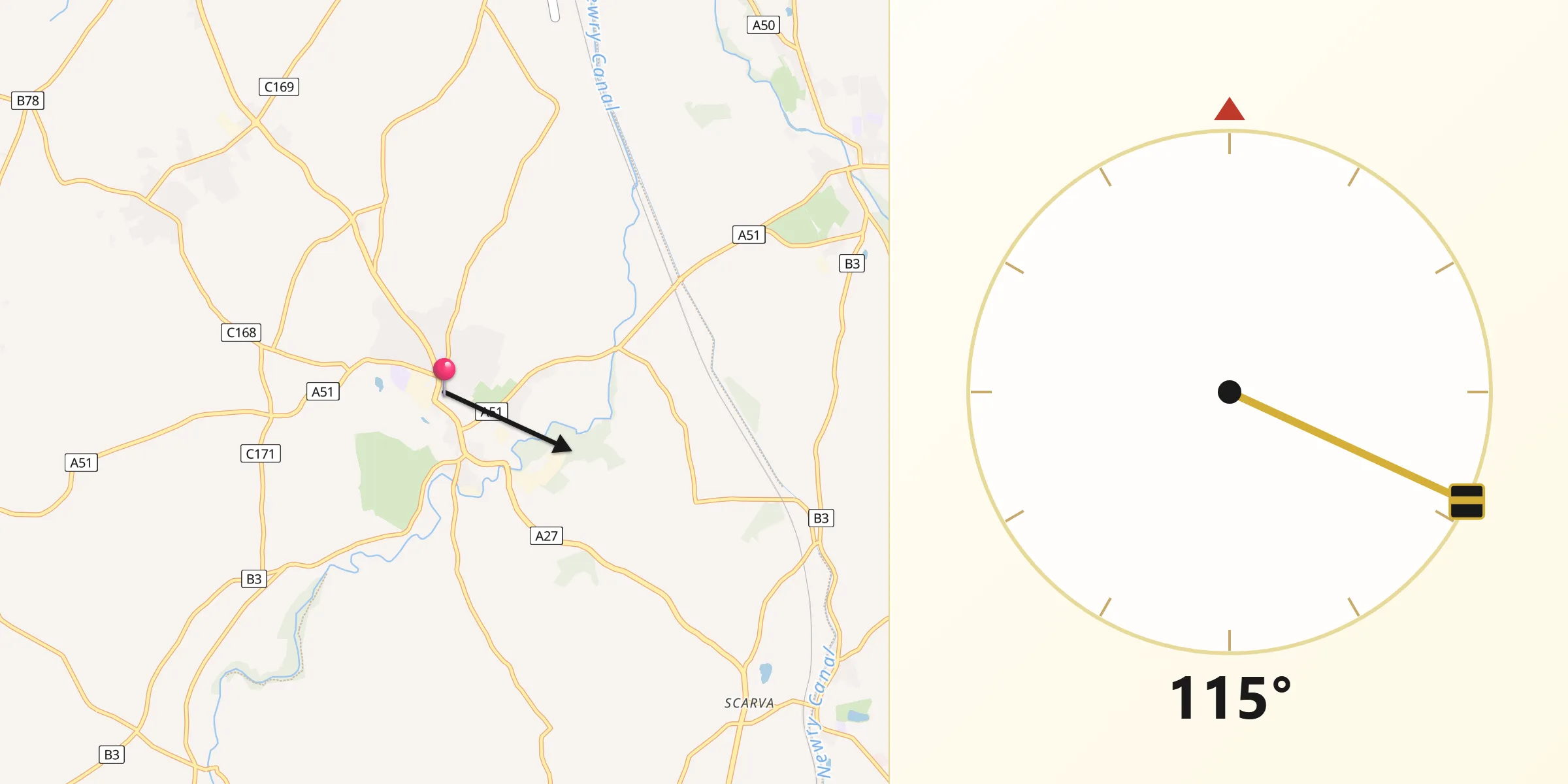 Qibla Direction from Tandragee