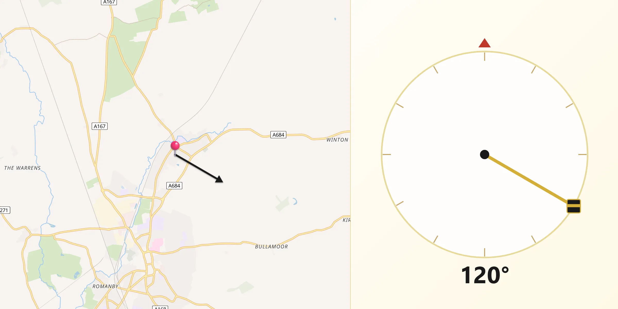 Qibla Direction from Brompton