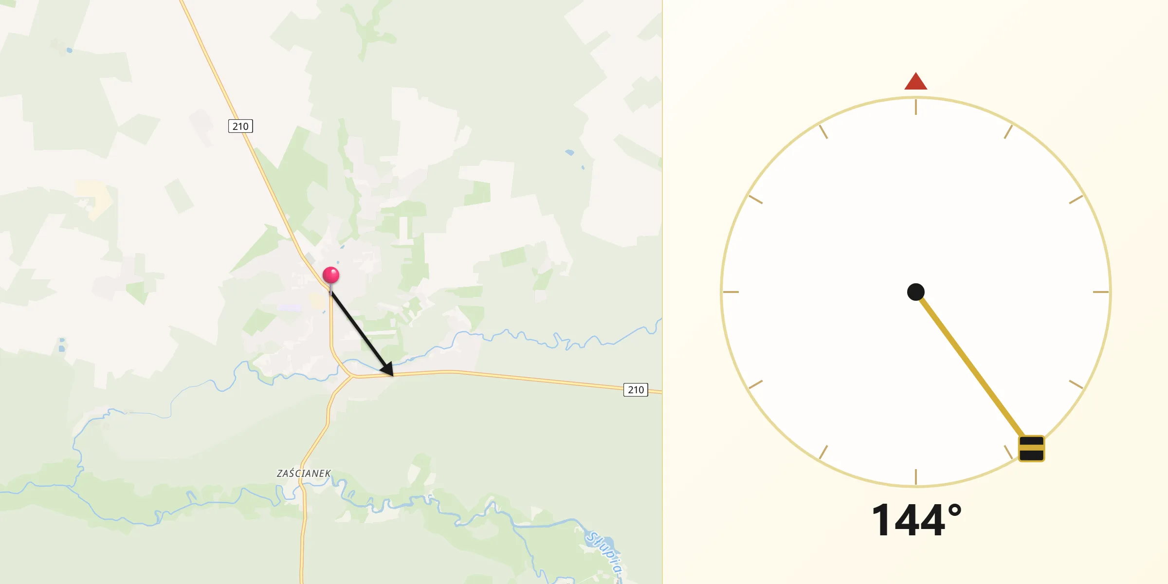 Kierunek Qibla z Dębnica Kaszubska