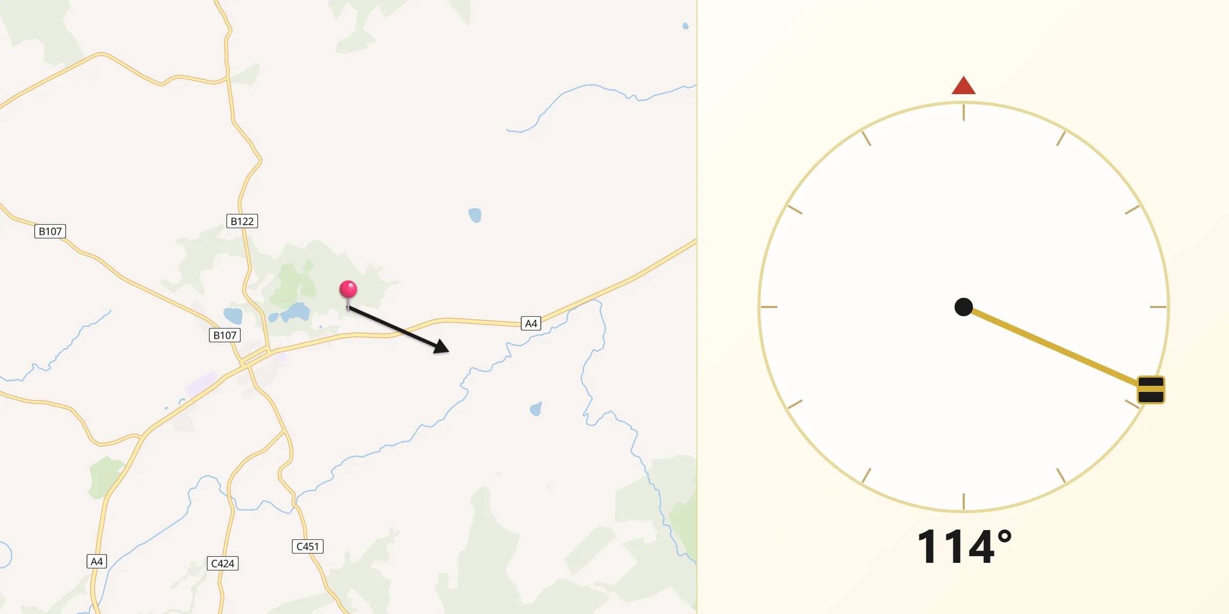 Qibla Direction from Fivemiletown
