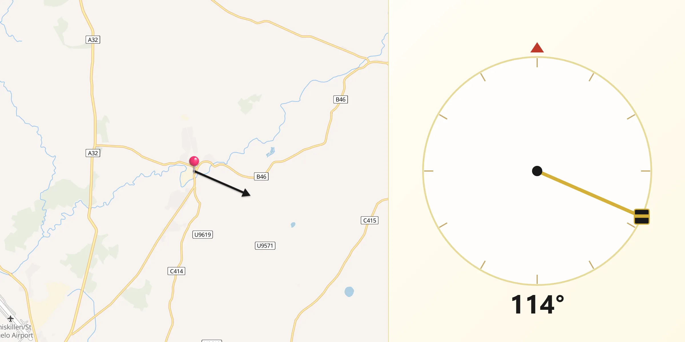 Qibla Direction from Ballinamallard