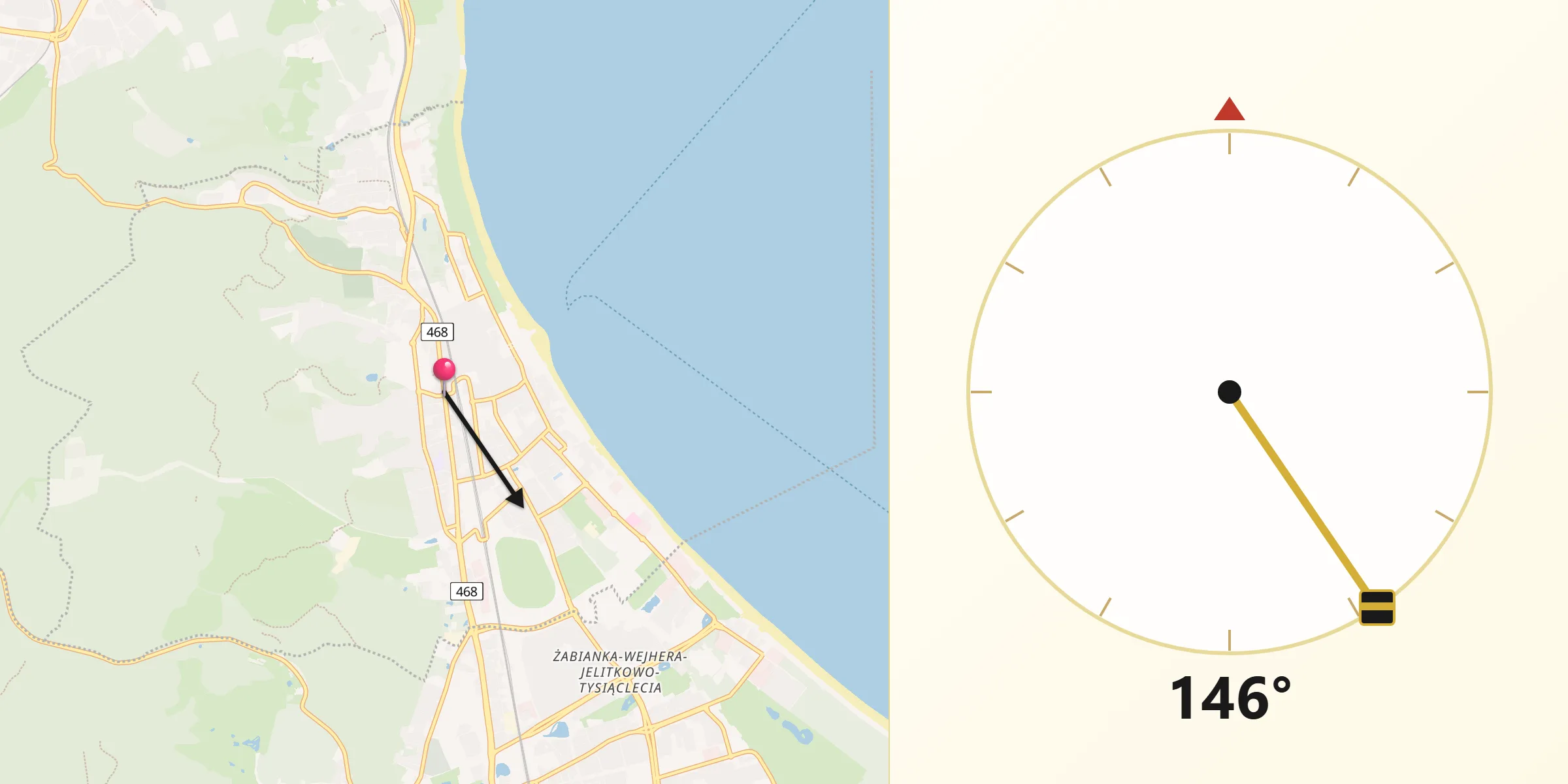 Kierunek Qibla z Sopot