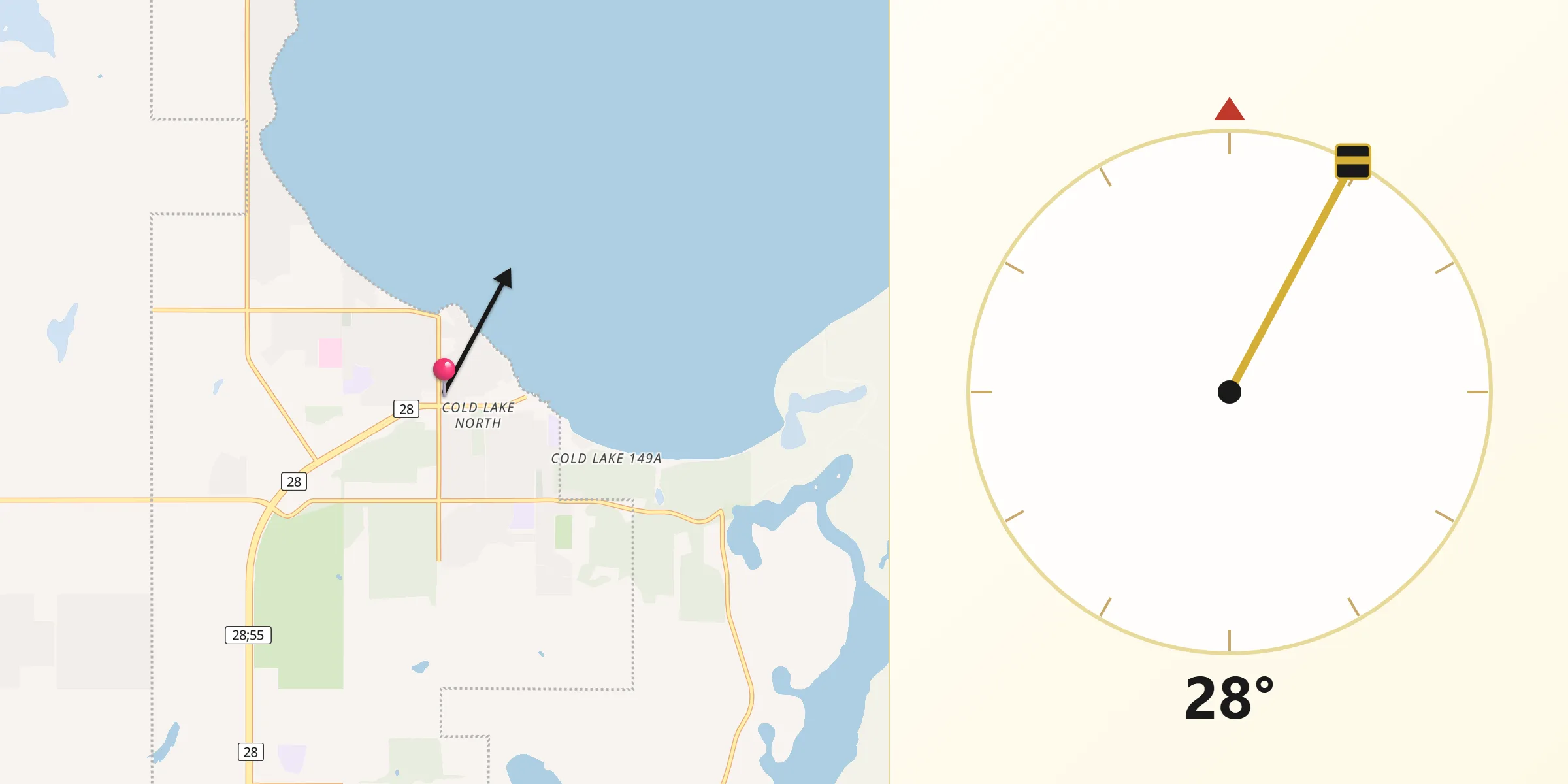 Qibla Direction from Cold Lake