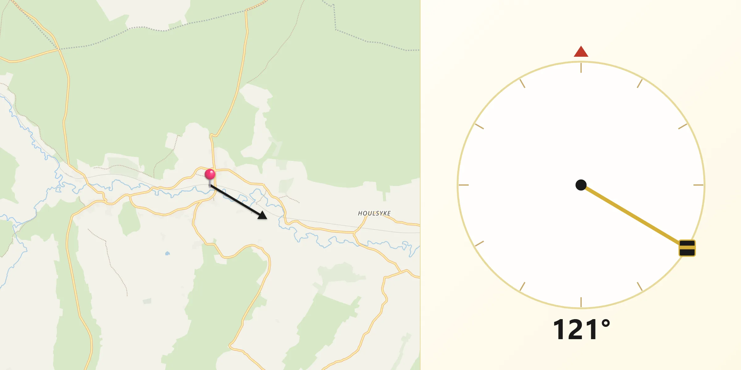 Qibla Direction from Danby