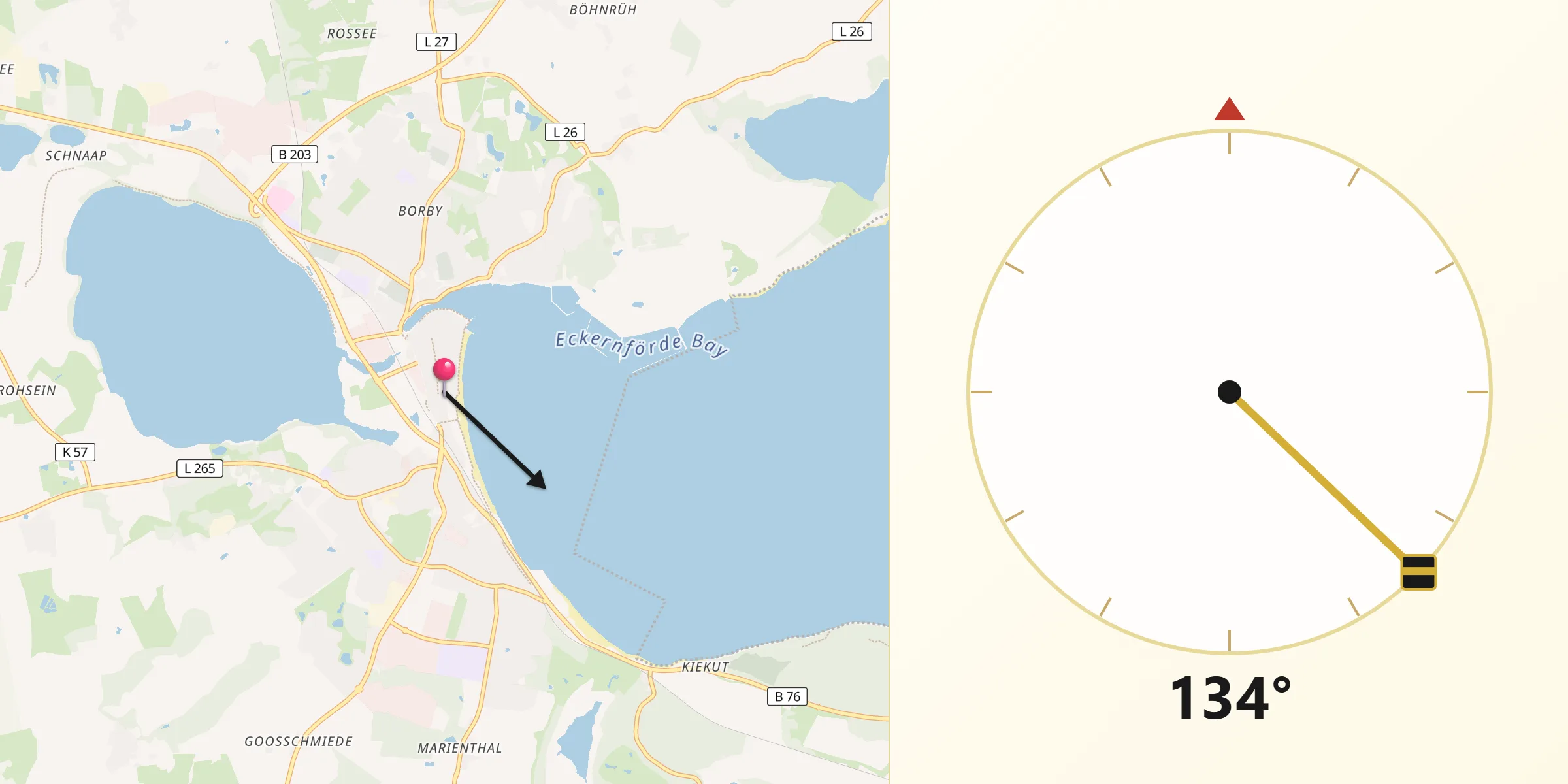 Qibla-Richtung von Eckernförde