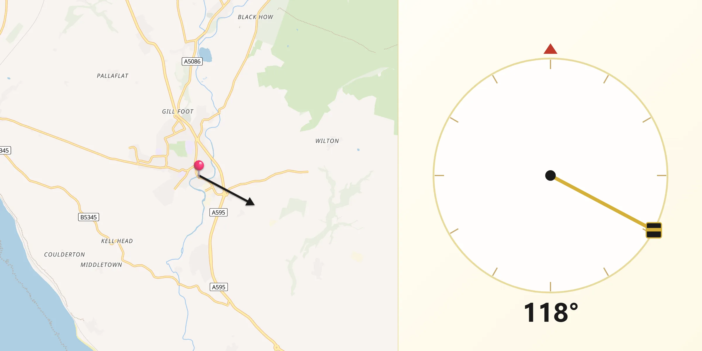 Qibla Direction from Egremont