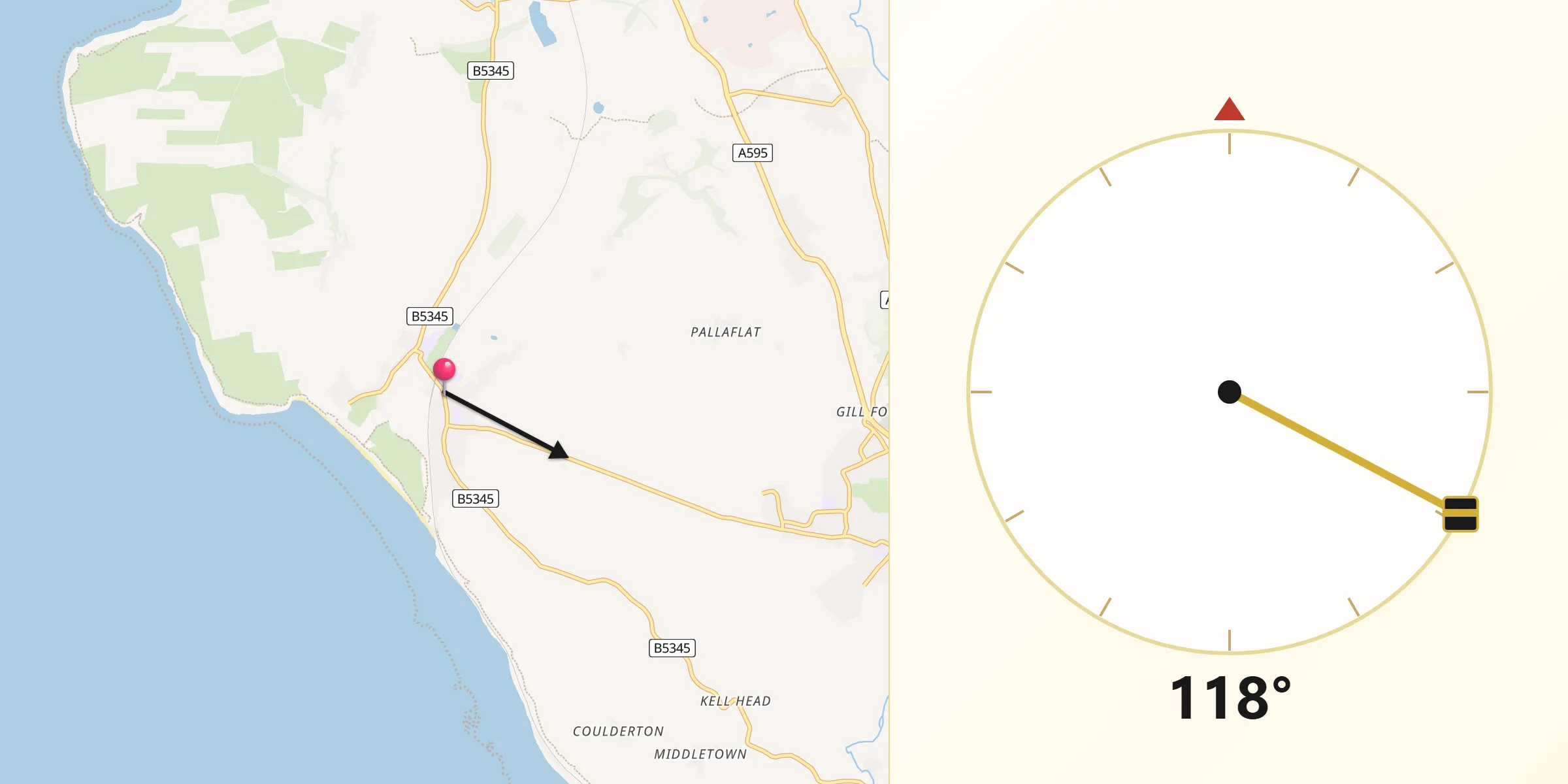 Qibla Direction from Saint Bees
