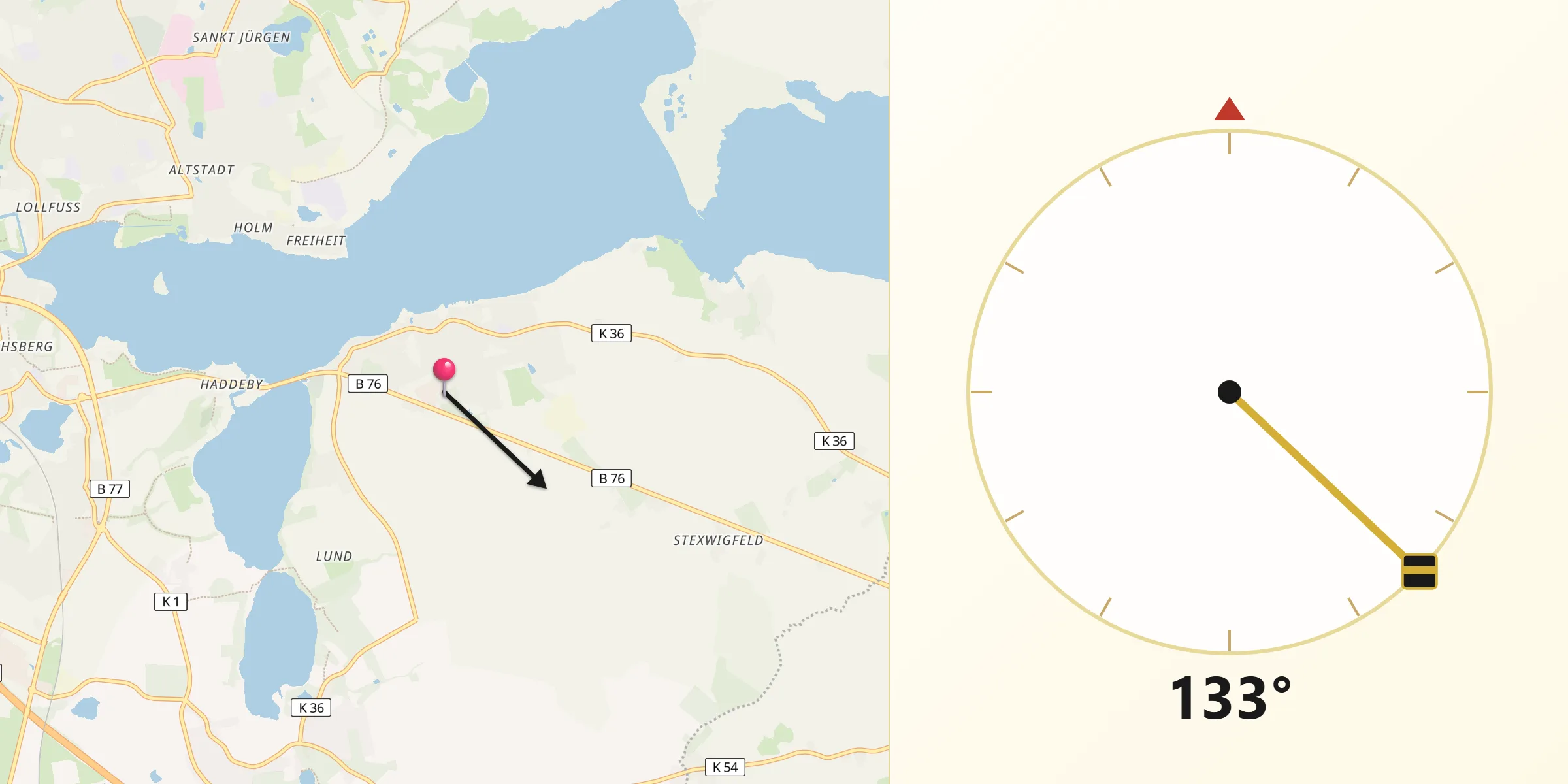 Qibla-Richtung von Fahrdorf
