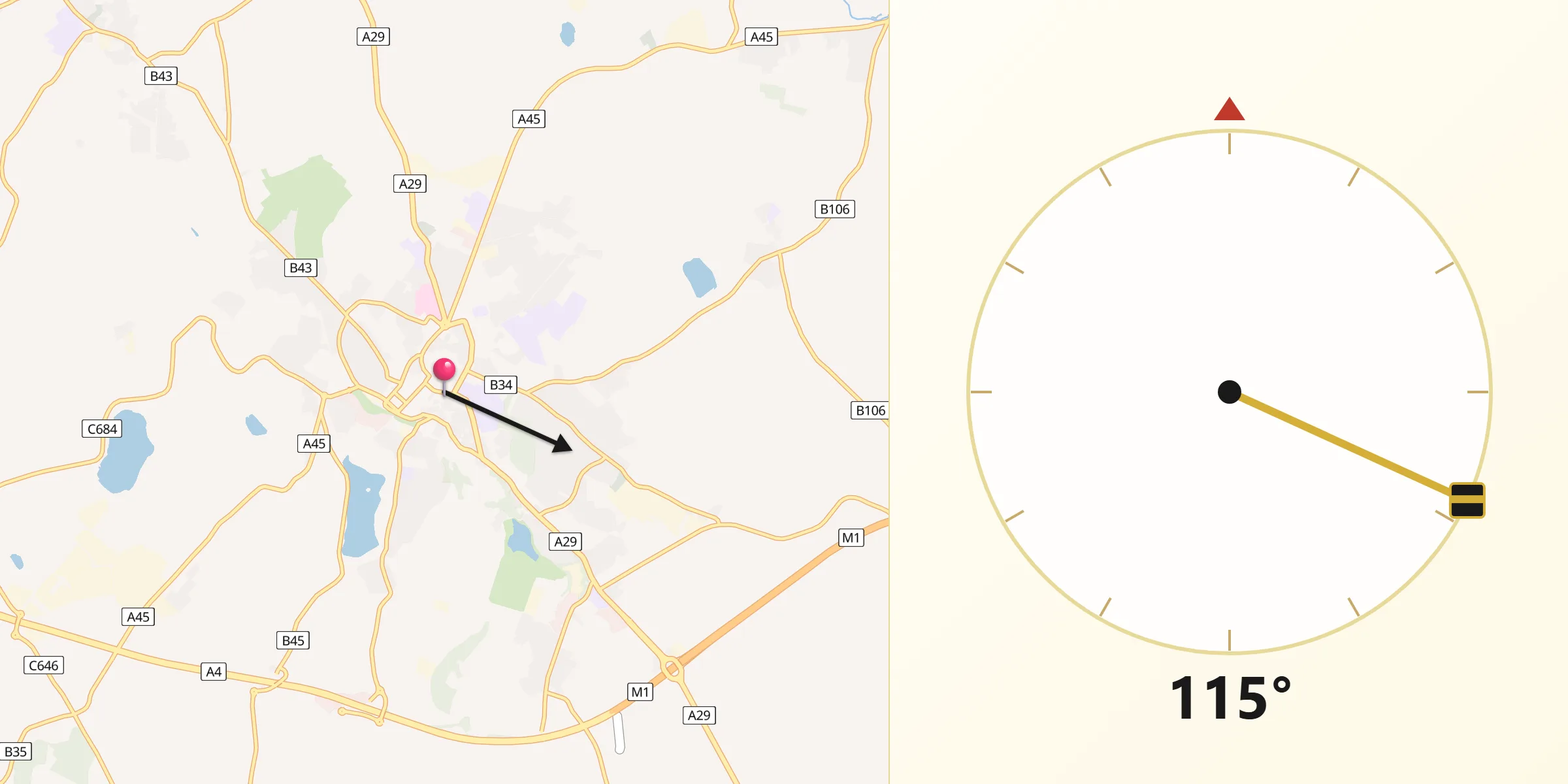 Qibla Direction from Dungannon
