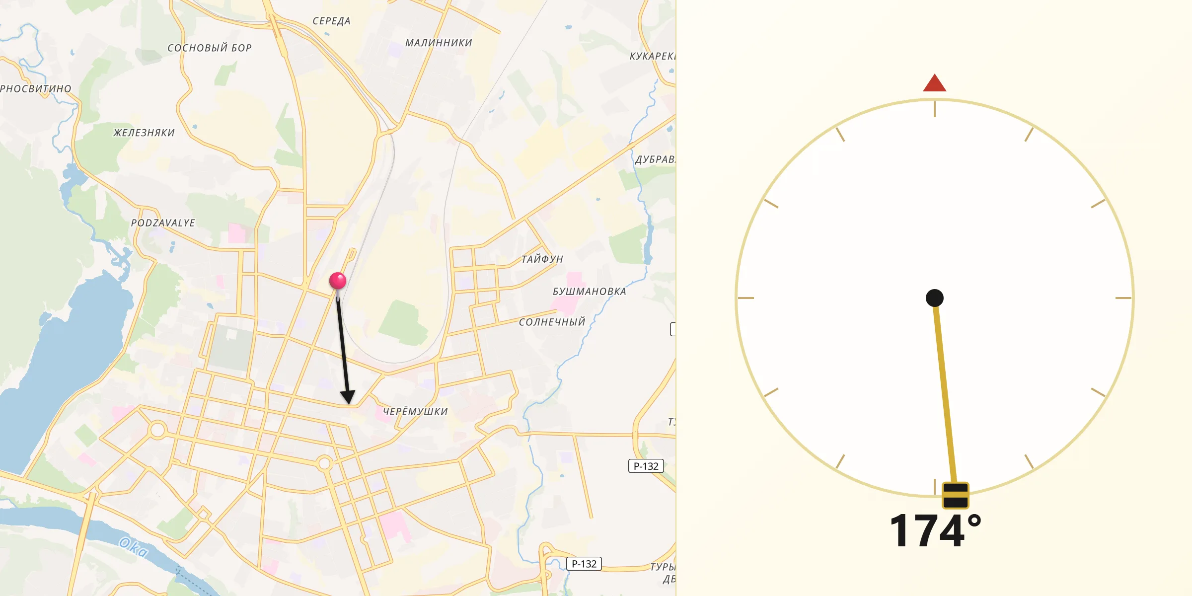 Direction vers la Qibla depuis Kalouga