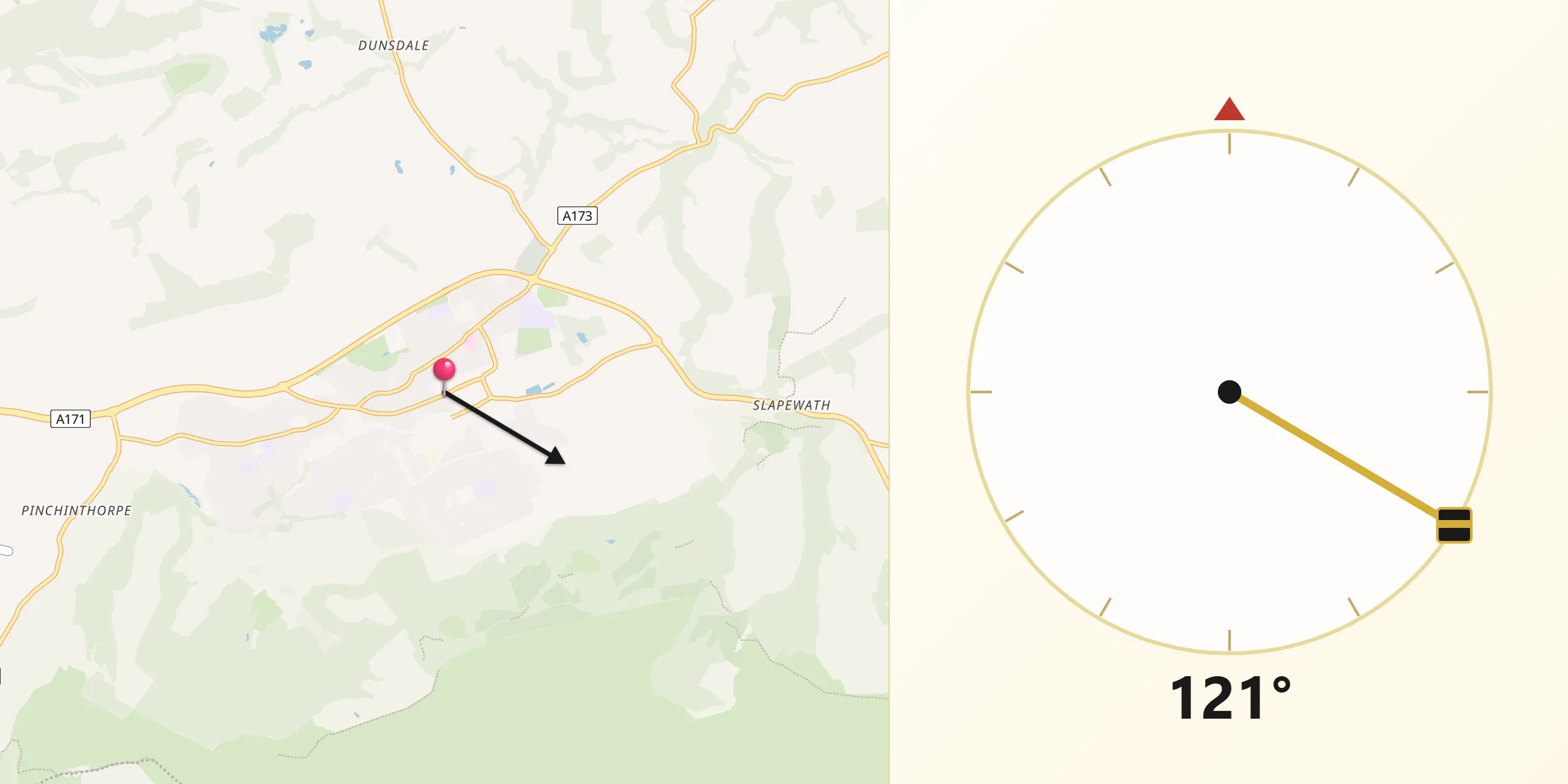 Qibla Direction from Guisborough