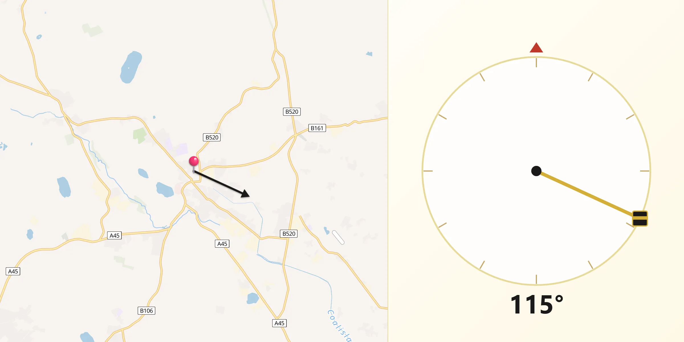Qibla Direction from Coalisland