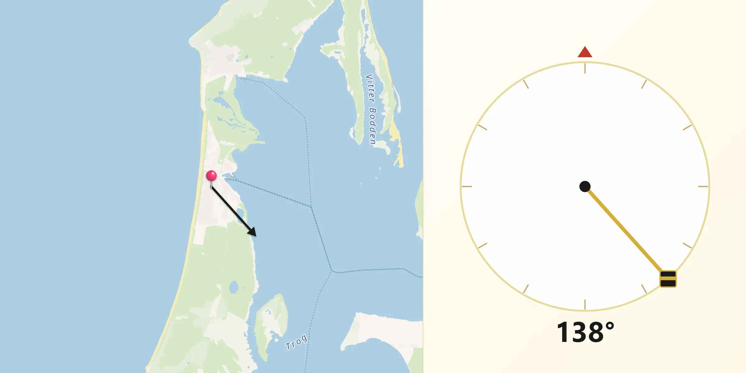 Qibla-Richtung von Hiddensee