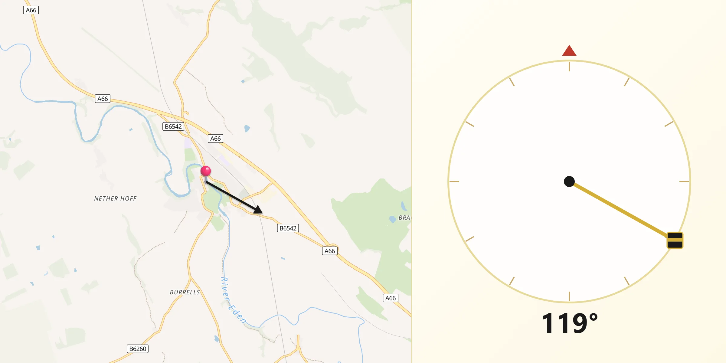Qibla Direction from Appleby-in-Westmorland