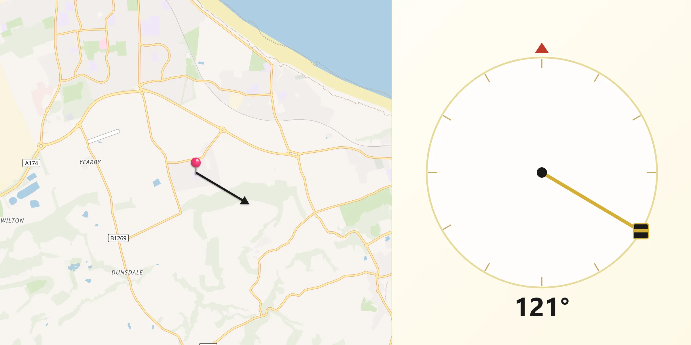 Qibla Direction from New Marske