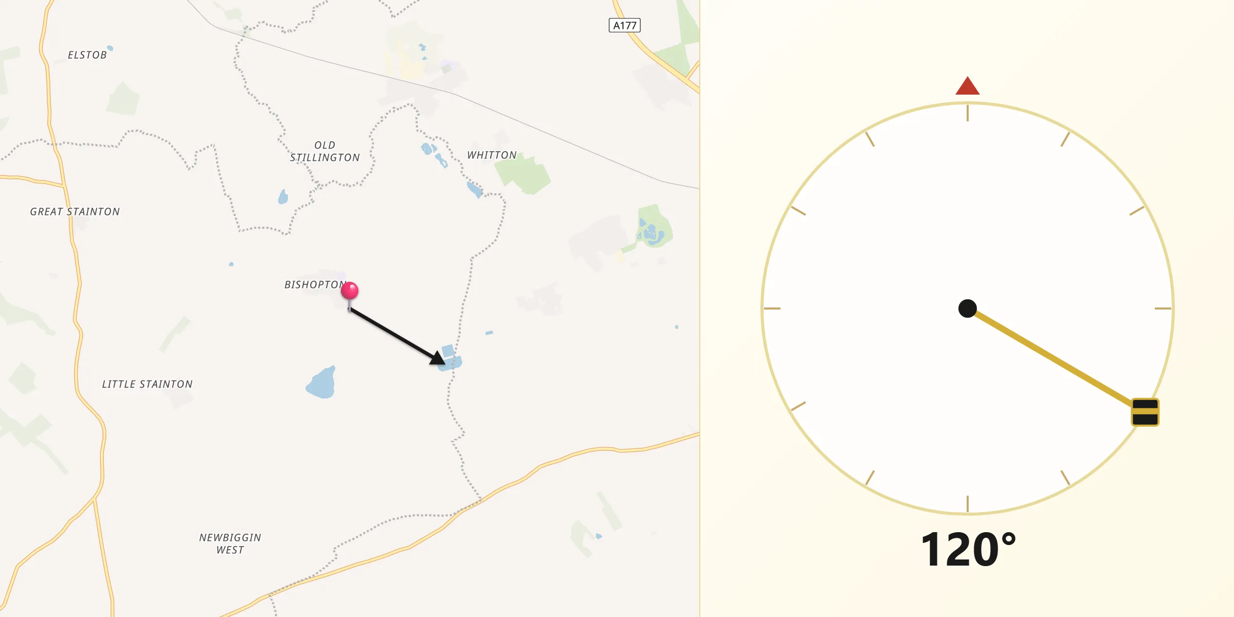 Qibla Direction from Bishopton