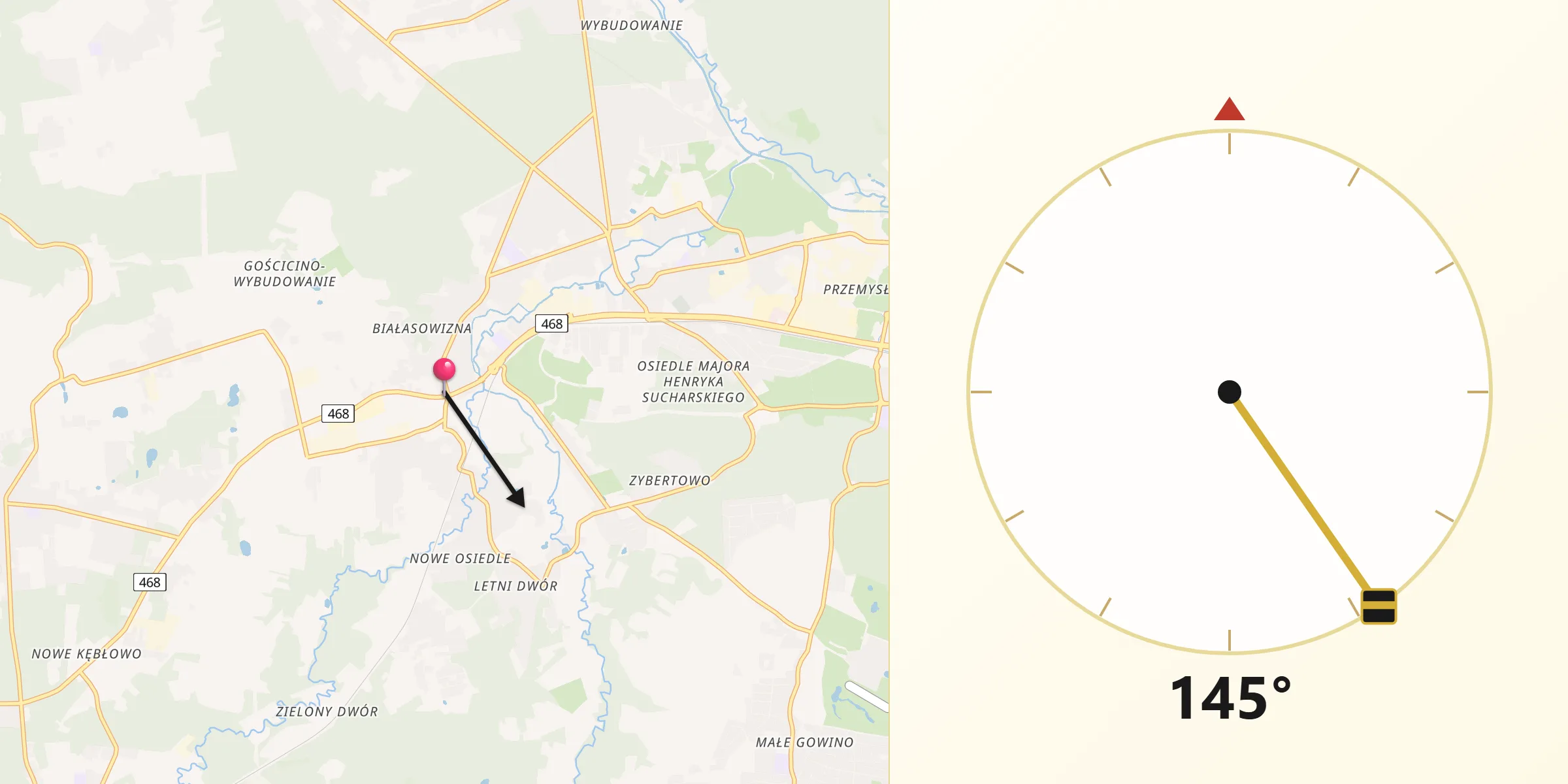 Kierunek Qibla z Gościcino