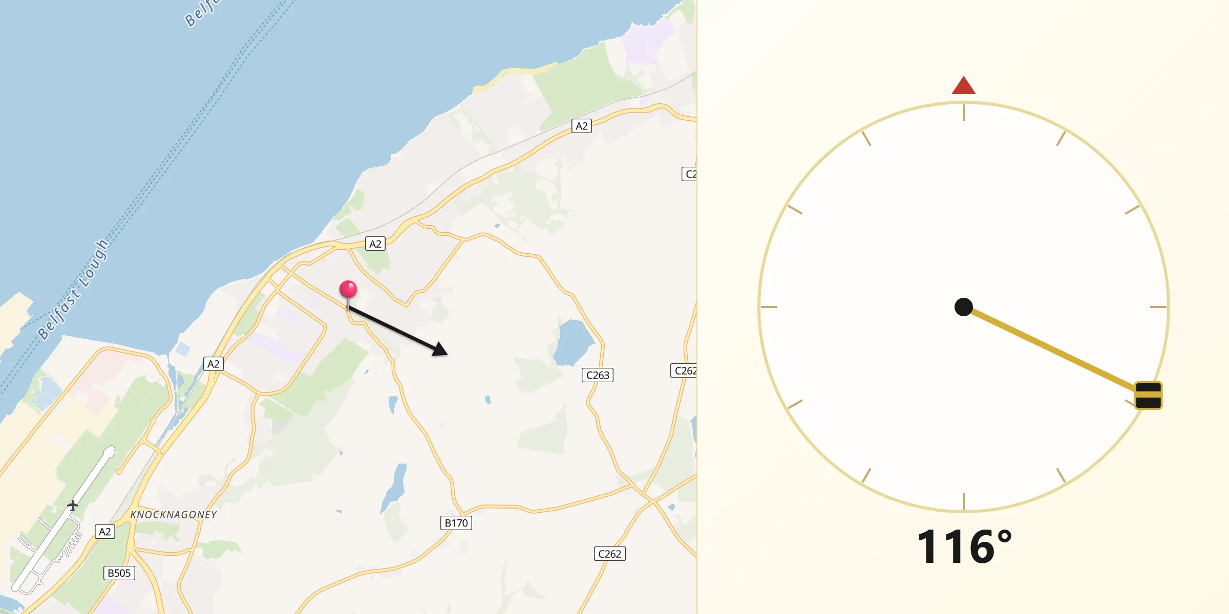 Qibla Direction from Holywood
