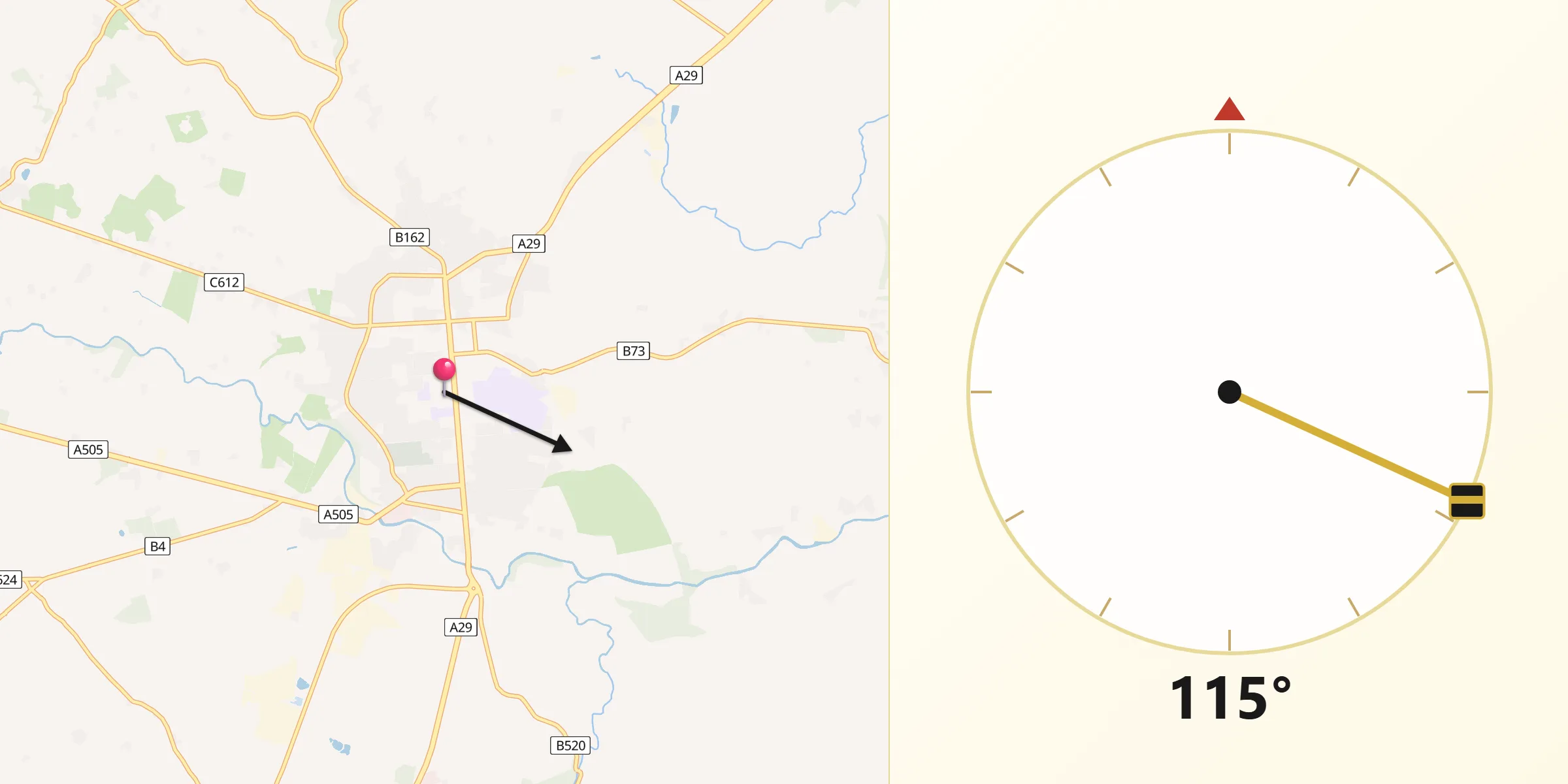 Qibla Direction from Cookstown