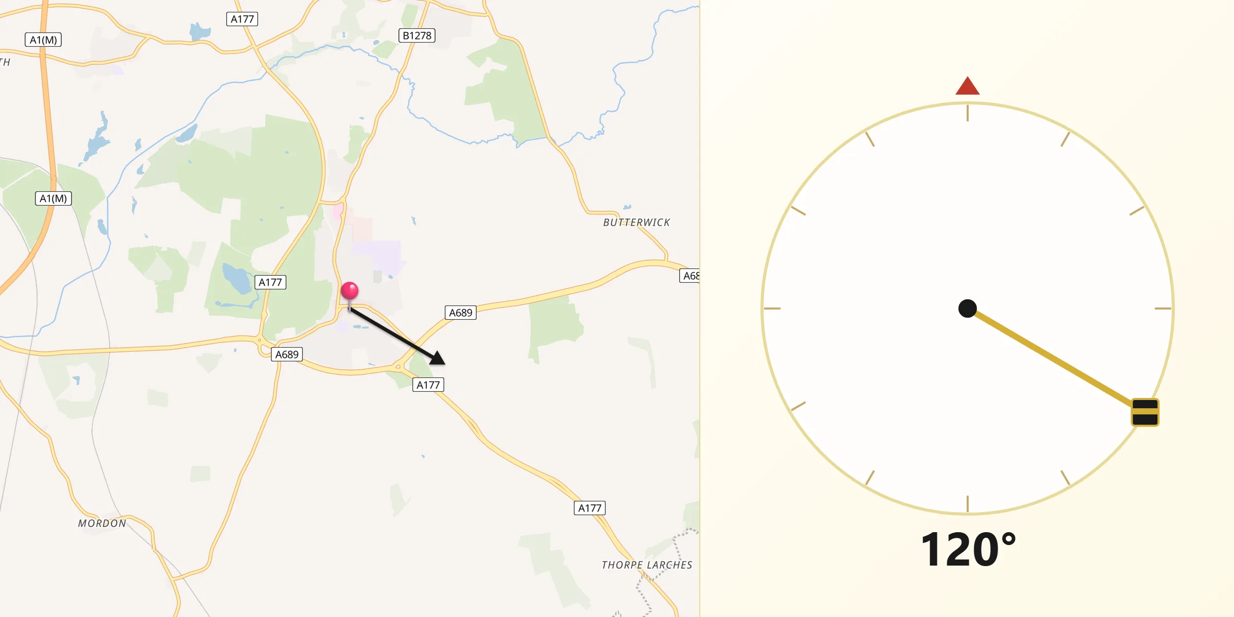 Qibla Direction from Sedgefield