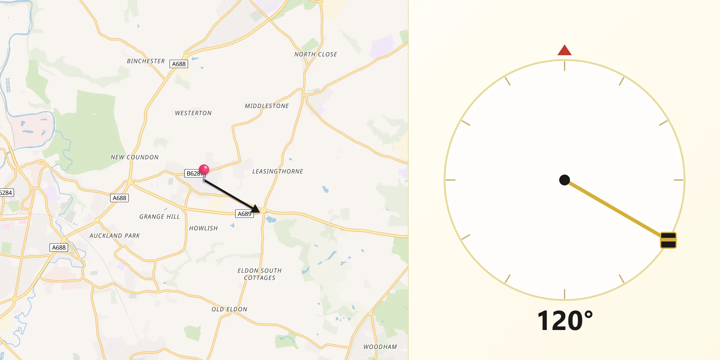 Qibla Direction from Coundon