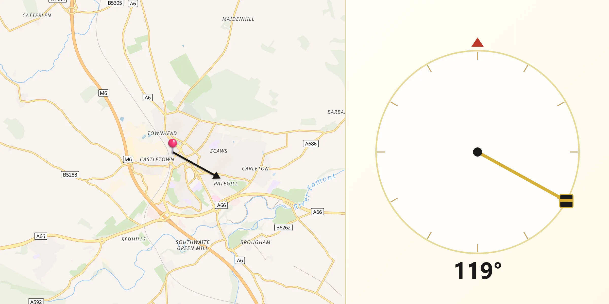 Qibla Direction from Penrith