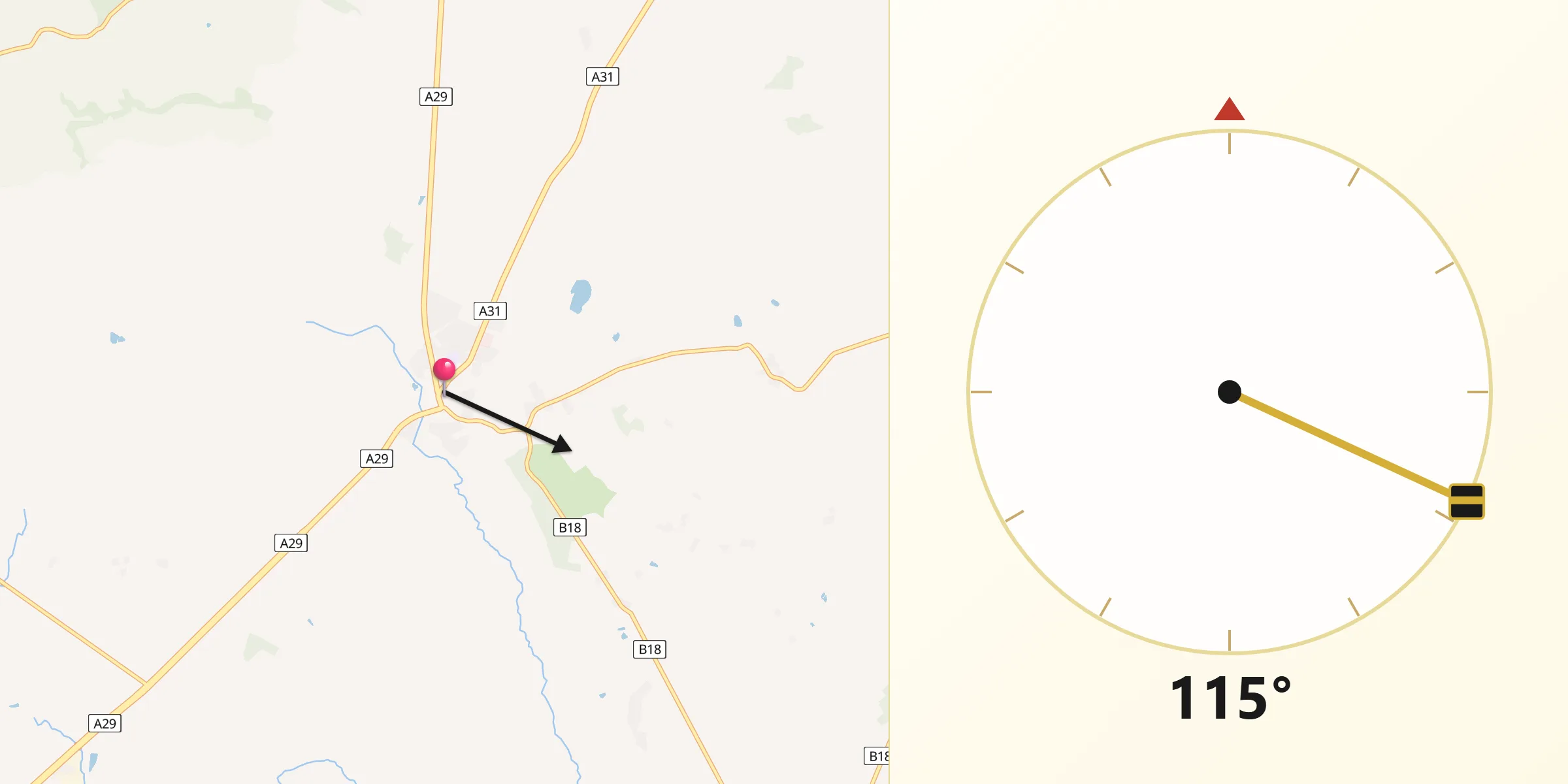Qibla Direction from Moneymore