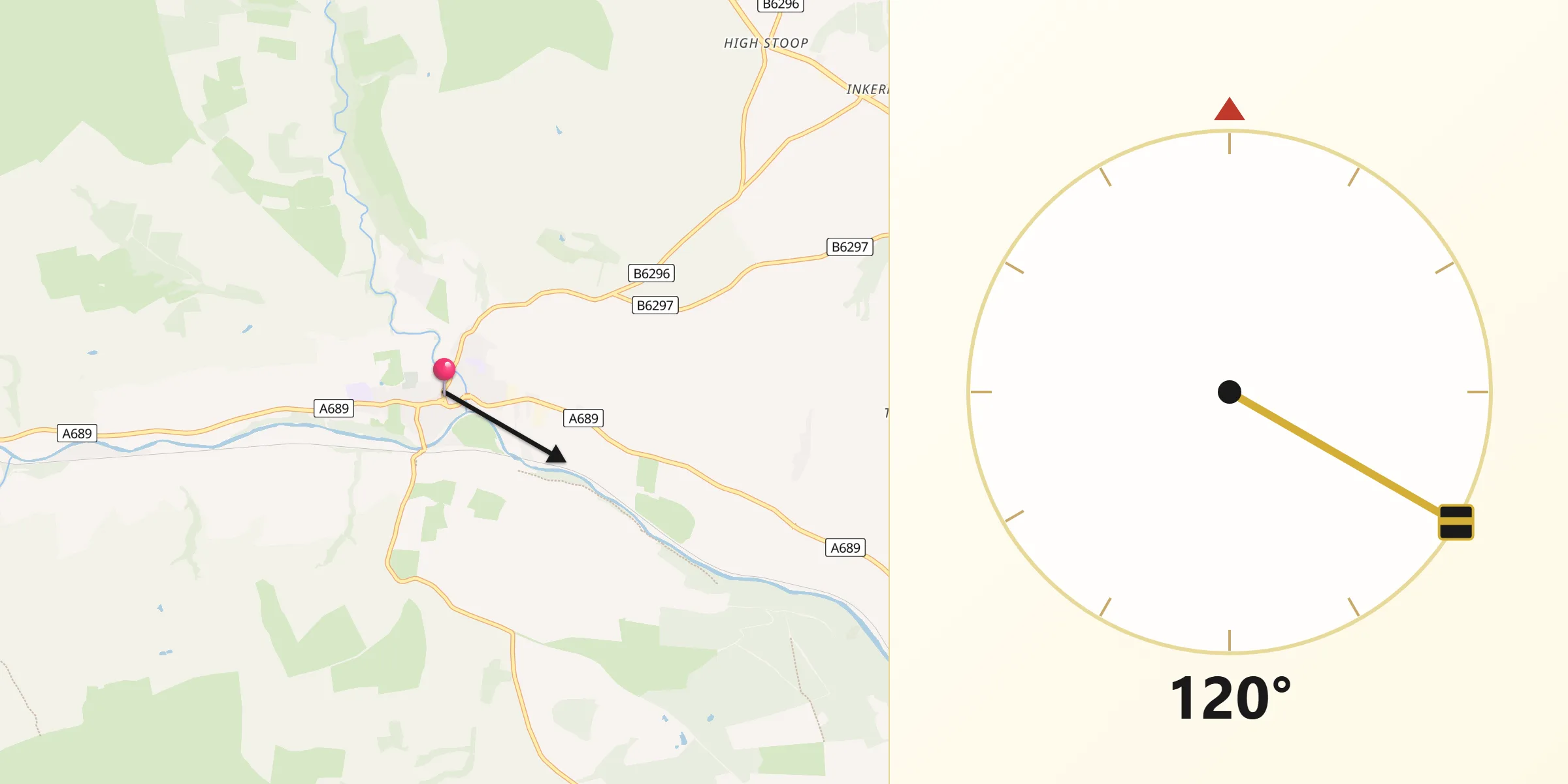 Qibla Direction from Wolsingham