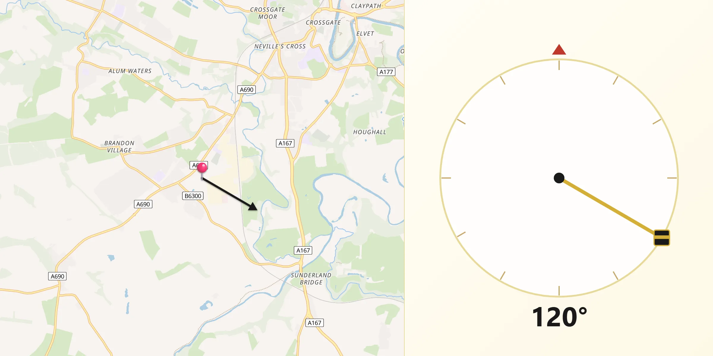 Qibla Direction from Brandon