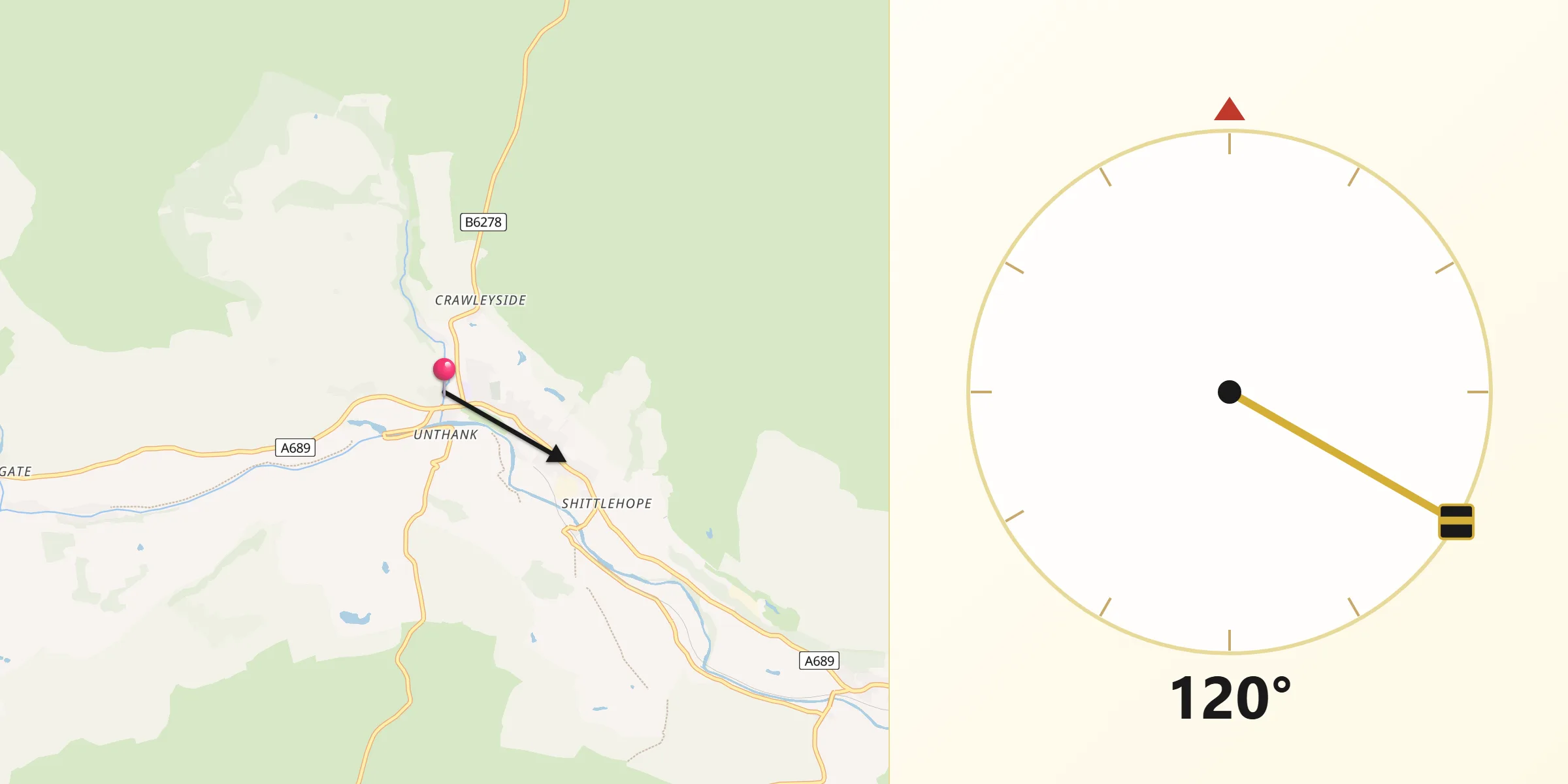 Qibla Direction from Stanhope