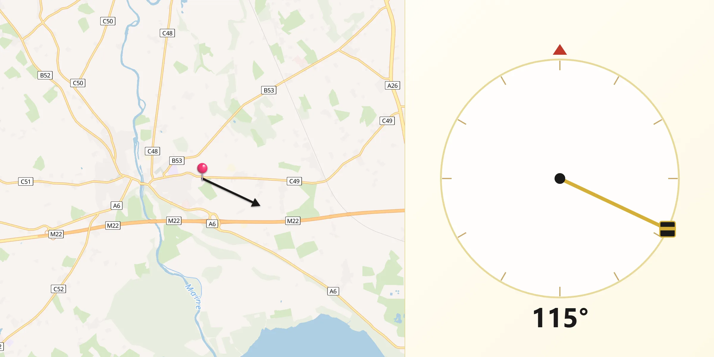 Qibla Direction from Randalstown