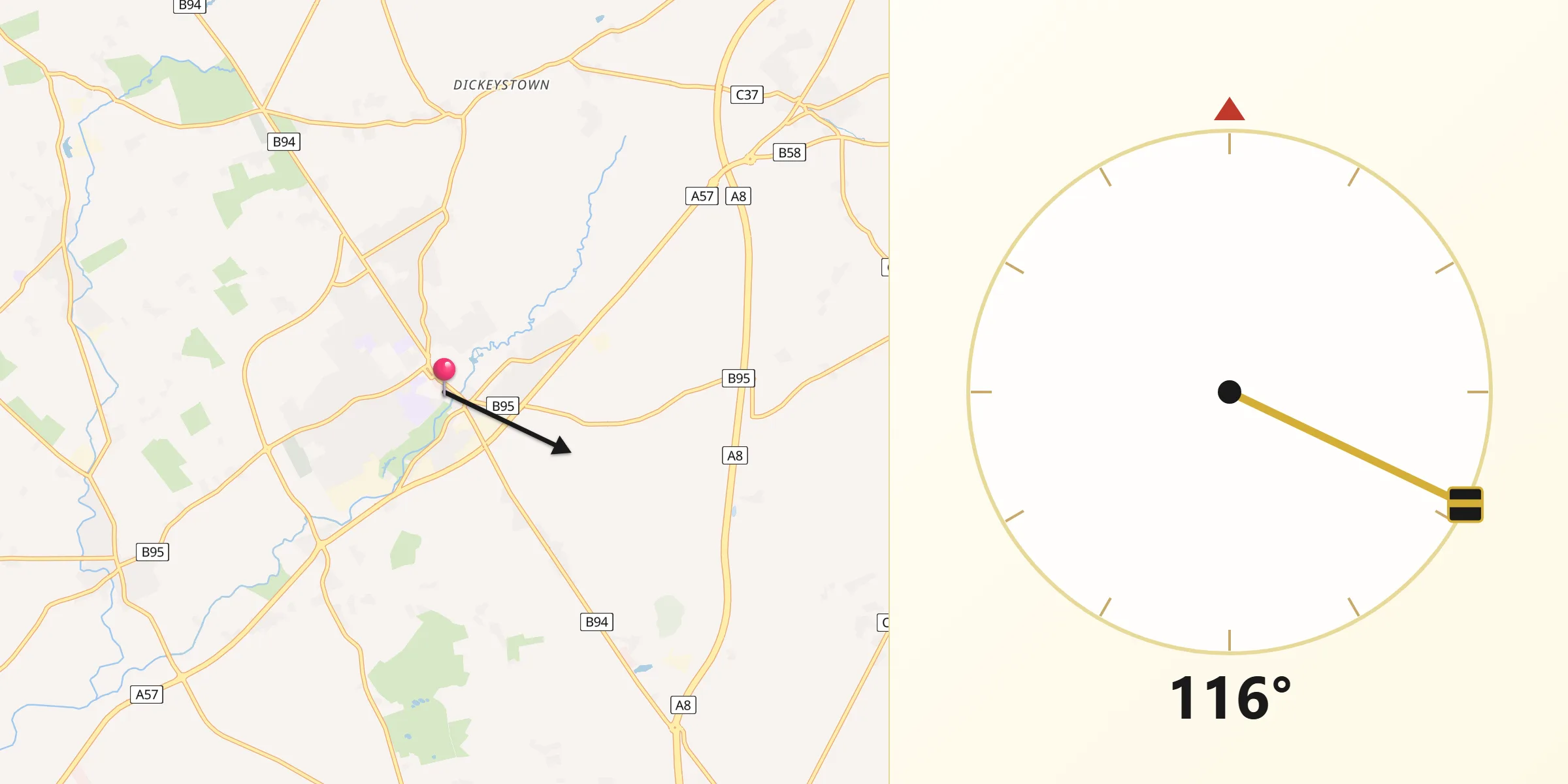 Qibla Direction from Ballyclare