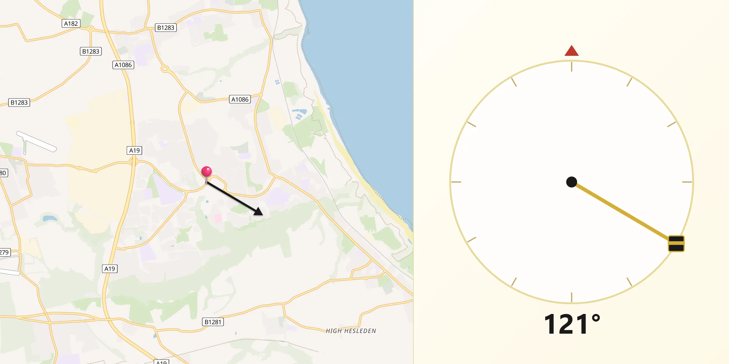 Qibla Direction from Peterlee