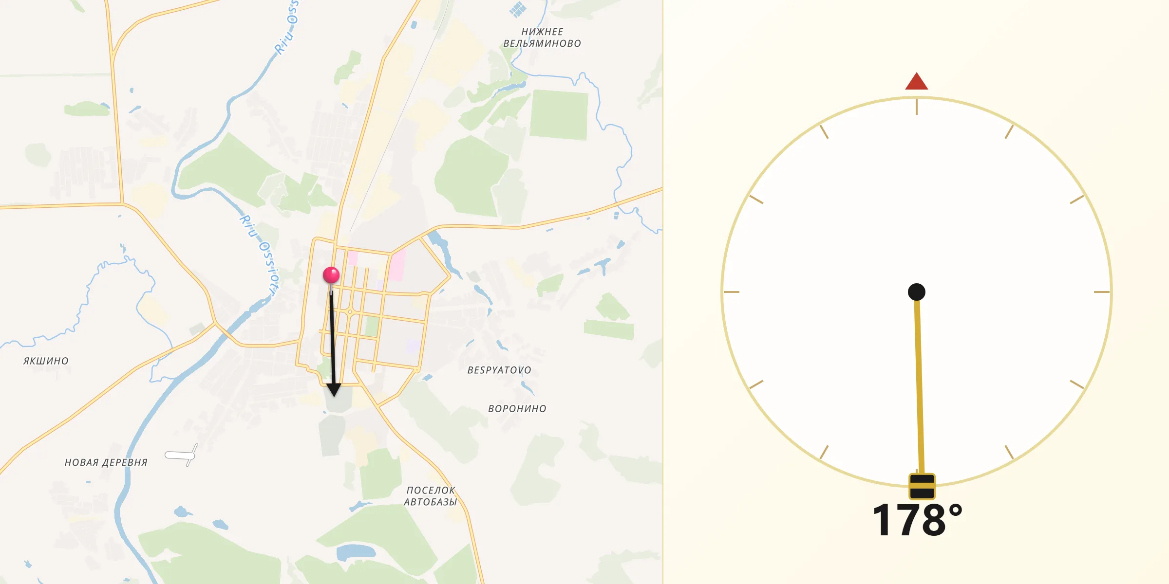 Направление Киблы из Зарайск